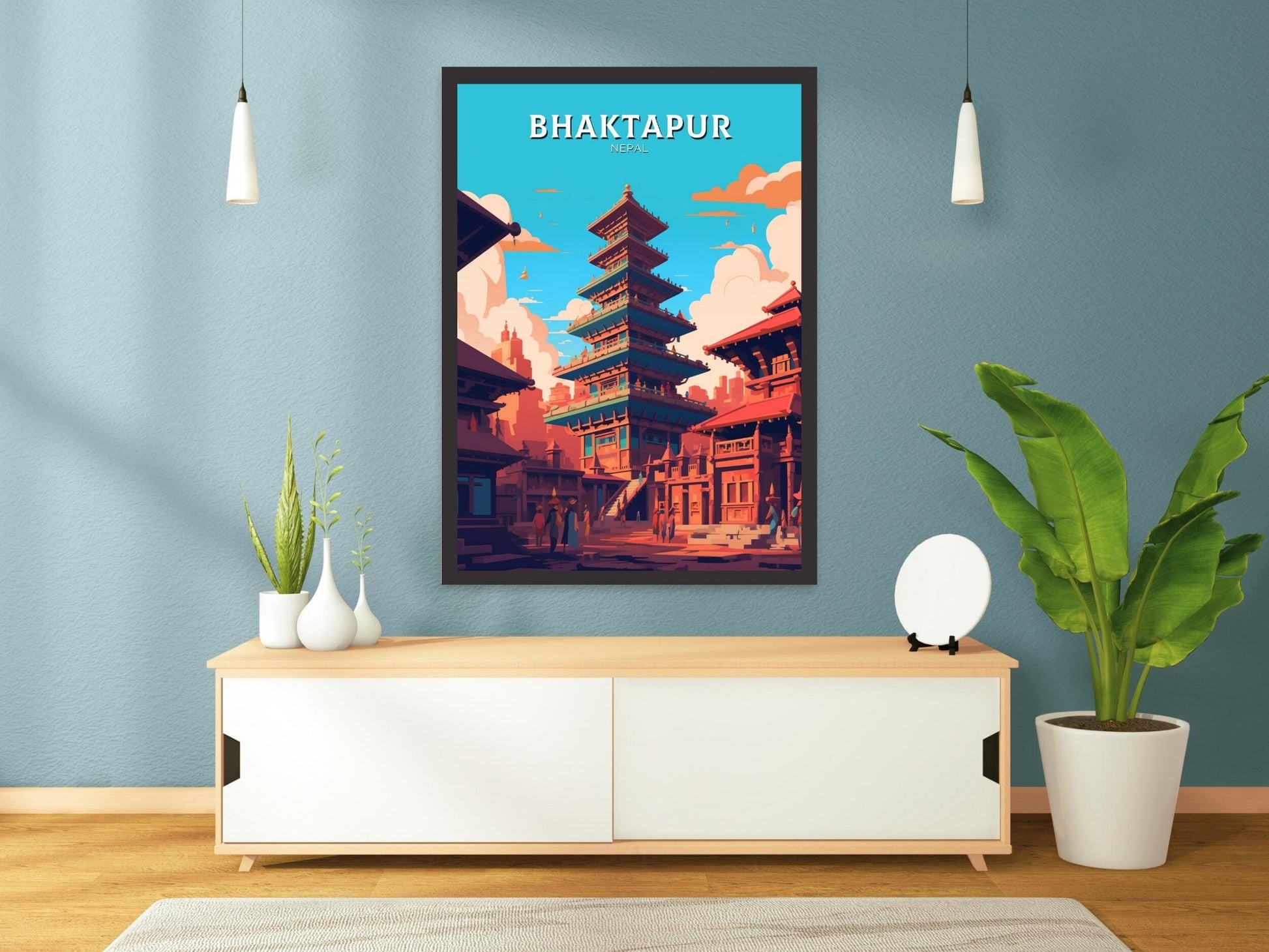 Bhaktapur Travel Print | Bhaktapur Poster | Bhaktapur Illustration | Durbar Square | Bhaktapur Nepal Poster | Bhaktapur Art | ID 482