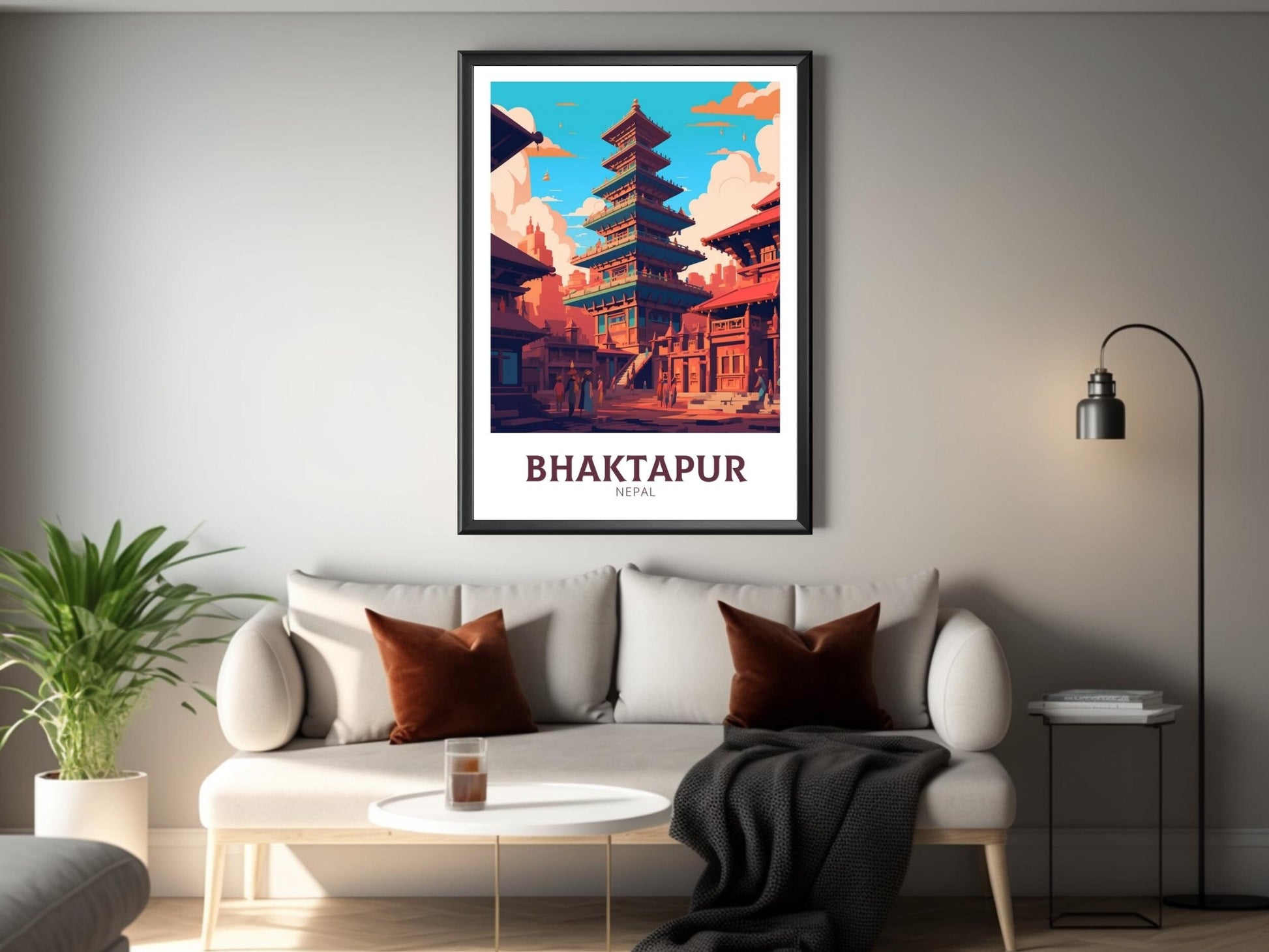 Bhaktapur Poster | Bhaktapur Travel Print | Bhaktapur Illustration | Durbar Square | Bhaktapur Nepal Poster | Bhaktapur Art | ID 483