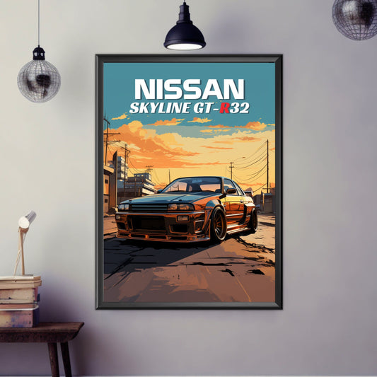 Nissan Skyline GT-R R32 Print, 1990s Car Print, Nissan Skyline GT-R R32 Poster, Car Print, Car Poster, Car Art, Japanese Car Print