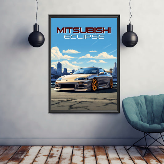 Mitsubishi Eclipse Poster, Mitsubishi Eclipse Print, 1990s Car Print, Car Print, Car Poster, Car Art, Sports Car Print, Japanese Car Print