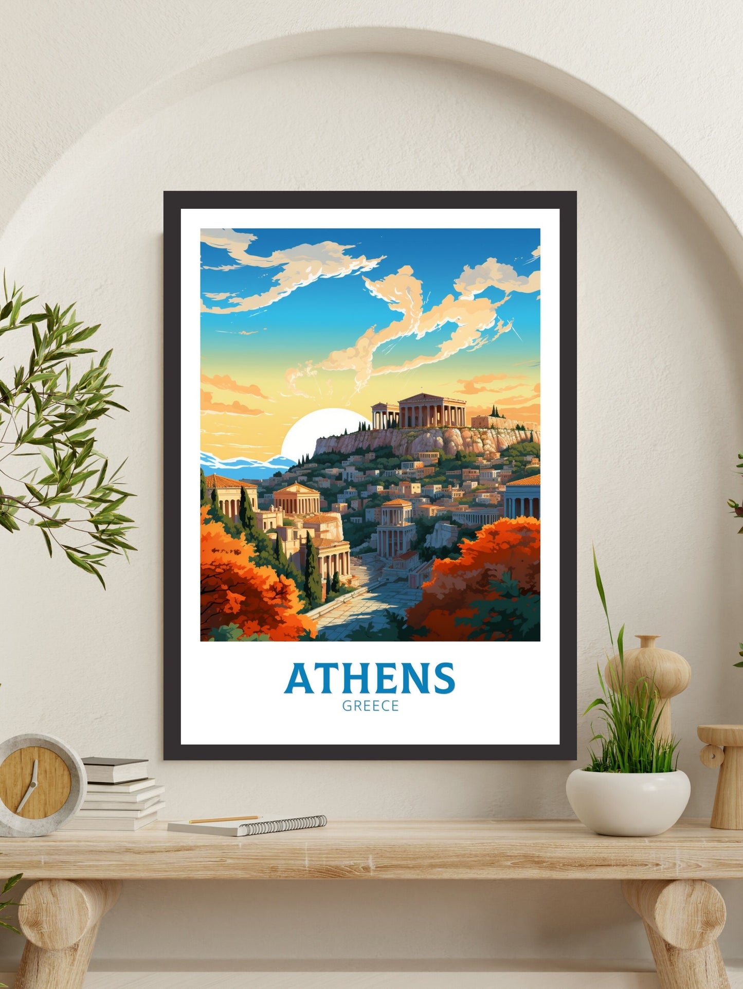 Athens Travel Print | Athens Poster | Athens Illustration | Acropolis | Greece Print | Greece Home Decor | Parthenon Poster | ID 486