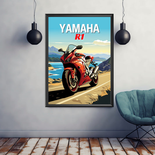 Yamaha R1 Print, Yamaha R1 Poster, Motorcycle Print, Motorbike Print, Bike Art, Bike Poster, Superbike Print, Classic Bike, Sport Bike