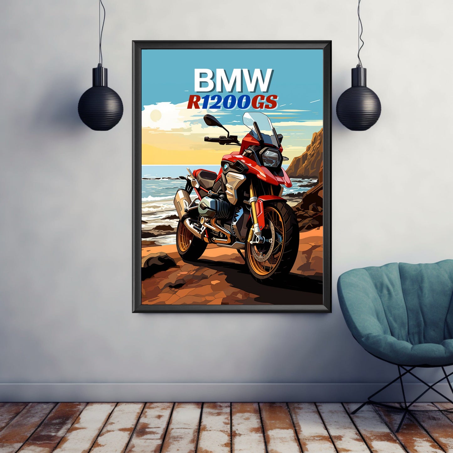 BMW R1200GS Poster, Motorcycle Print