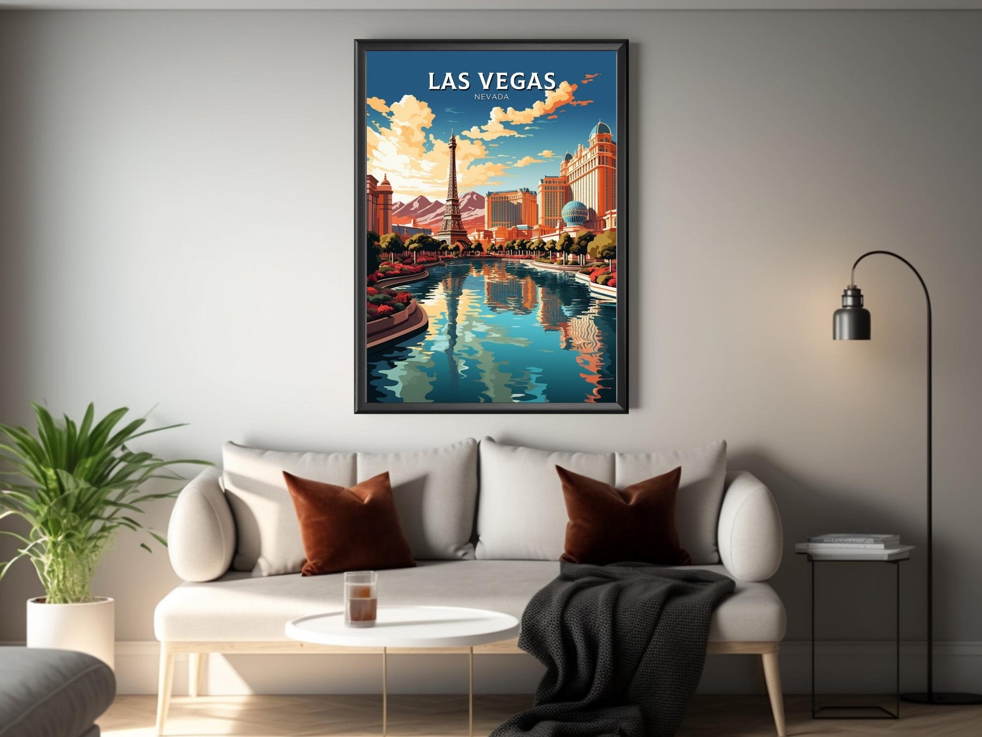 Las Vegas Travel Poster | Las Vegas Travel Print | Las Vegas Wall Art | Bellagio Fountains | Las Vegas USA Print | Travel Gift | ID 489