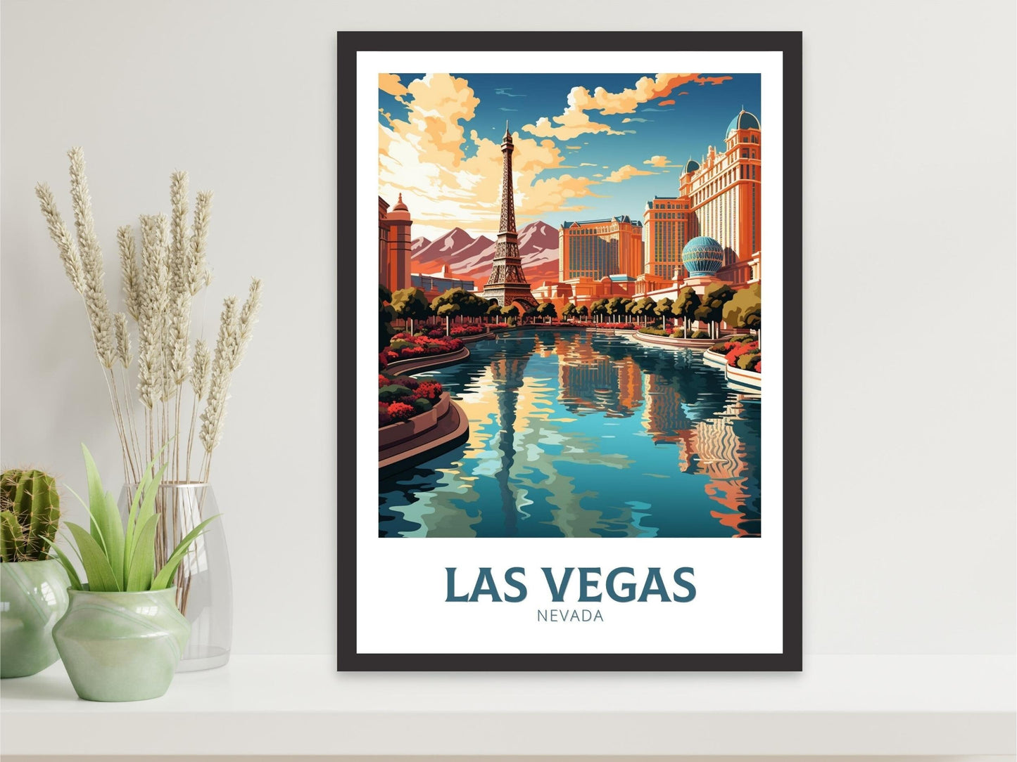 Las Vegas Travel Print | Bellagio Fountains | Las Vegas Travel Poster | Las Vegas Wall Art | Las Vegas USA Print | Travel Gift | ID 490