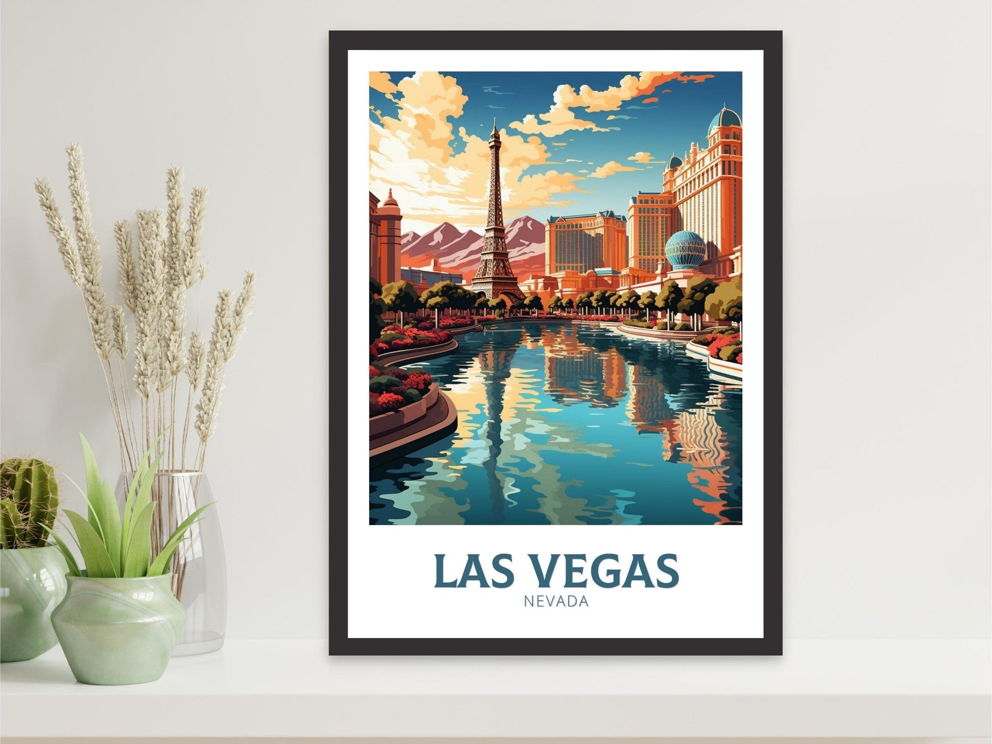 Las Vegas Travel Print | Bellagio Fountains | Las Vegas Travel Poster | Las Vegas Wall Art | Las Vegas USA Print | Travel Gift | ID 490