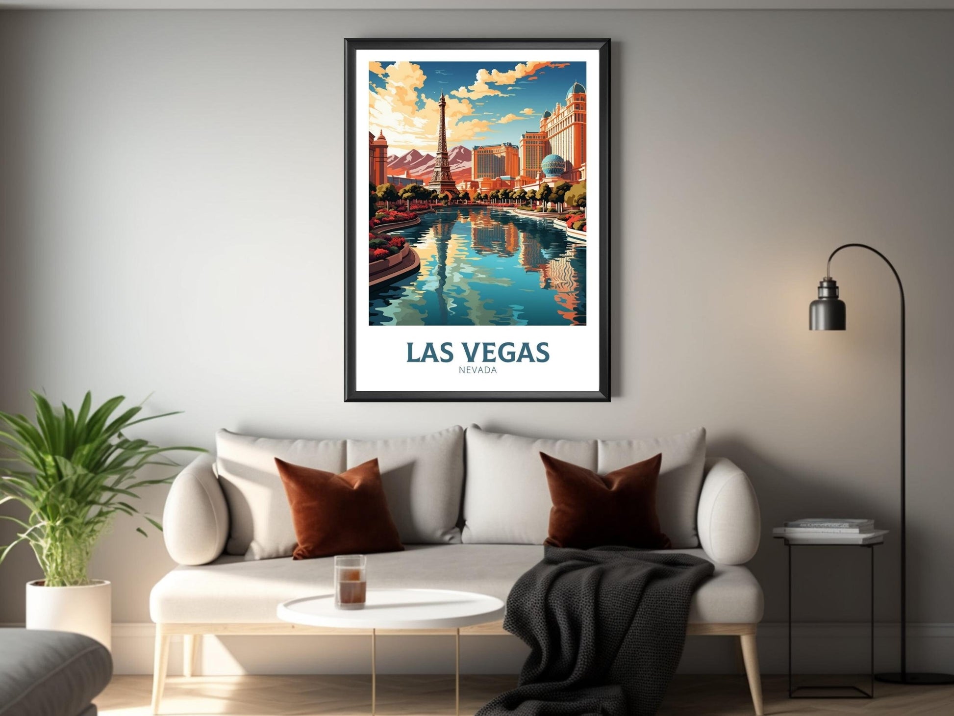 Las Vegas Travel Print | Bellagio Fountains | Las Vegas Travel Poster | Las Vegas Wall Art | Las Vegas USA Print | Travel Gift | ID 490