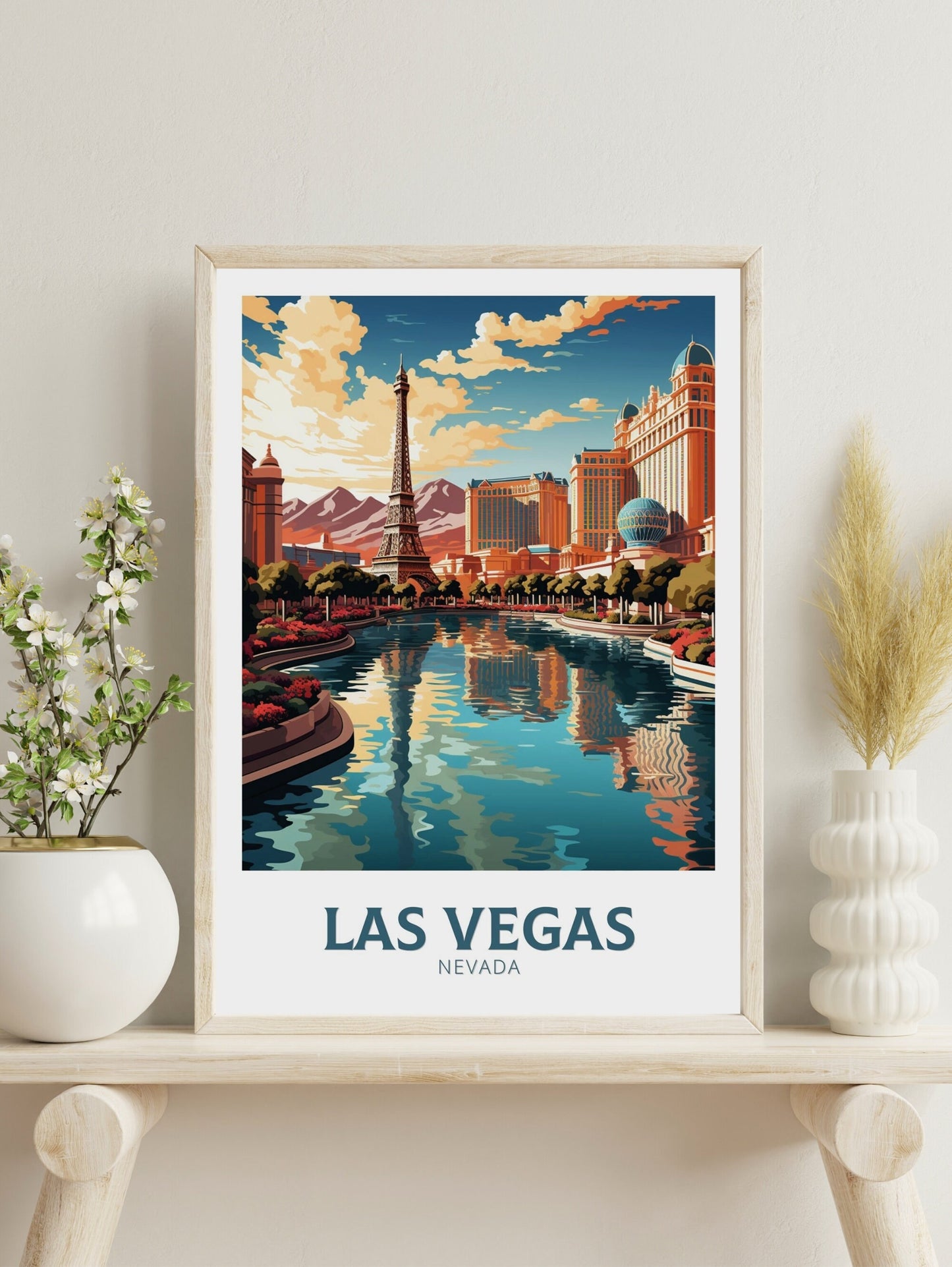 Las Vegas Travel Print | Bellagio Fountains | Las Vegas Travel Poster | Las Vegas Wall Art | Las Vegas USA Print | Travel Gift | ID 490