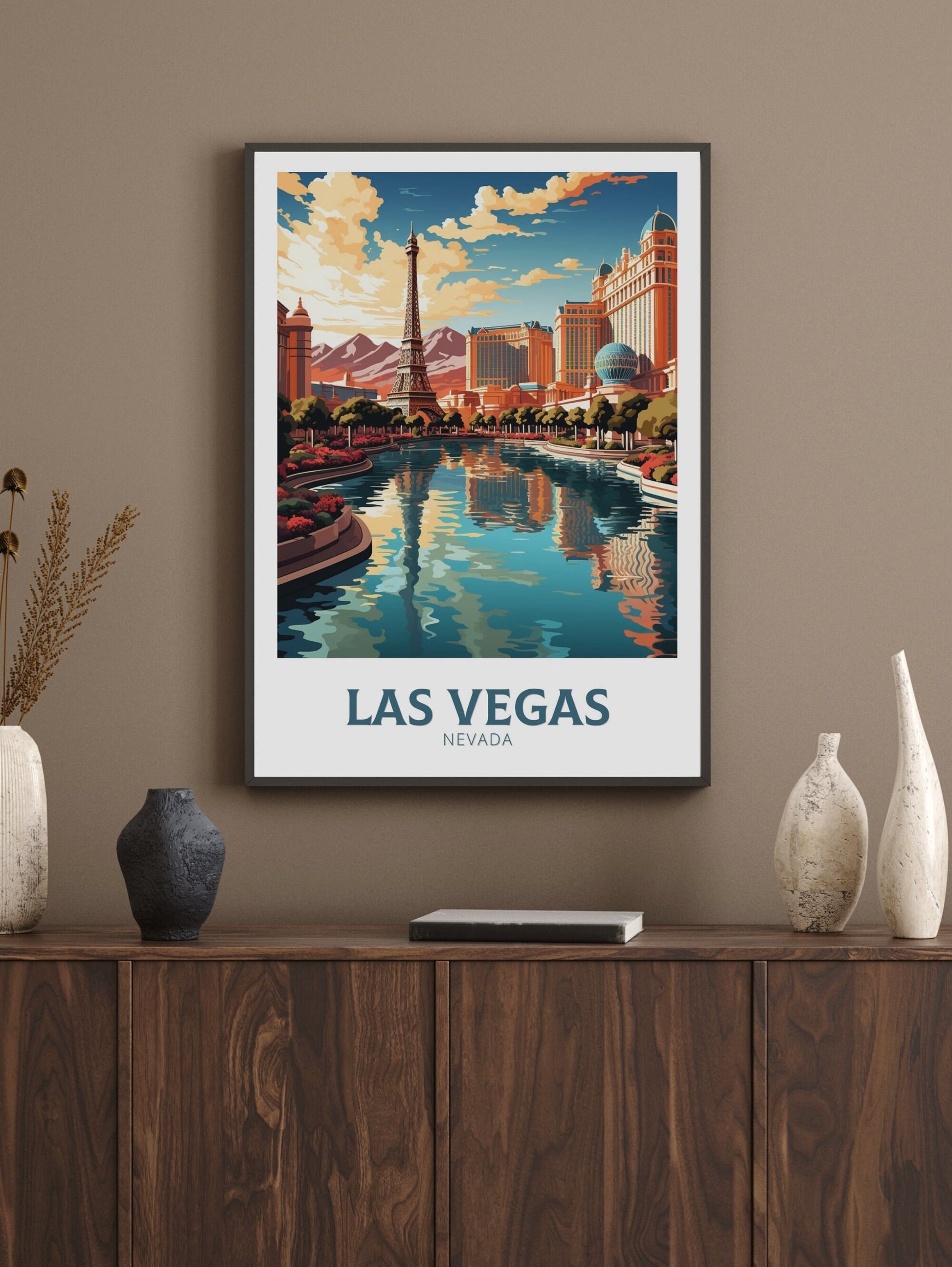 Las Vegas Travel Print | Bellagio Fountains | Las Vegas Travel Poster | Las Vegas Wall Art | Las Vegas USA Print | Travel Gift | ID 490