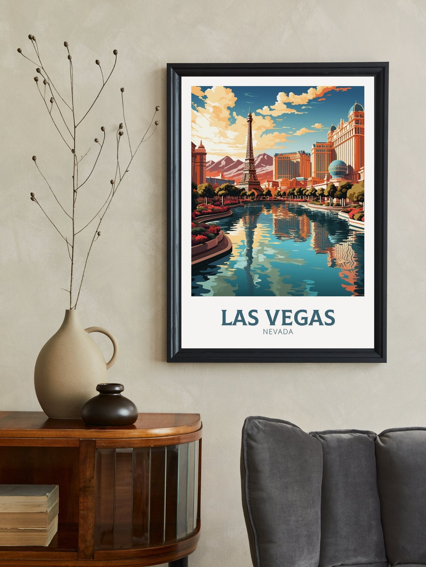 Las Vegas Travel Print | Bellagio Fountains | Las Vegas Travel Poster | Las Vegas Wall Art | Las Vegas USA Print | Travel Gift | ID 490