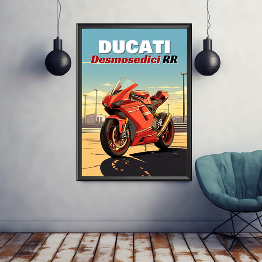 Ducati Desmosedici RR Print, Ducati Desmosedici RR Poster, Motorcycle Print, Motorbike Print, Bike Art, Bike Poster, Classic Bike Print