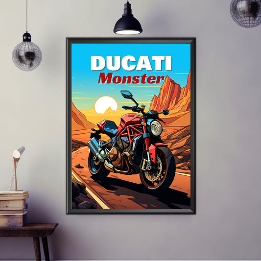 Ducati Monster Print, Ducati Monster Poster, Motorcycle Print, Motorbike Print, Bike Art, Bike Poster, Classic Bike Print. Superbike Print