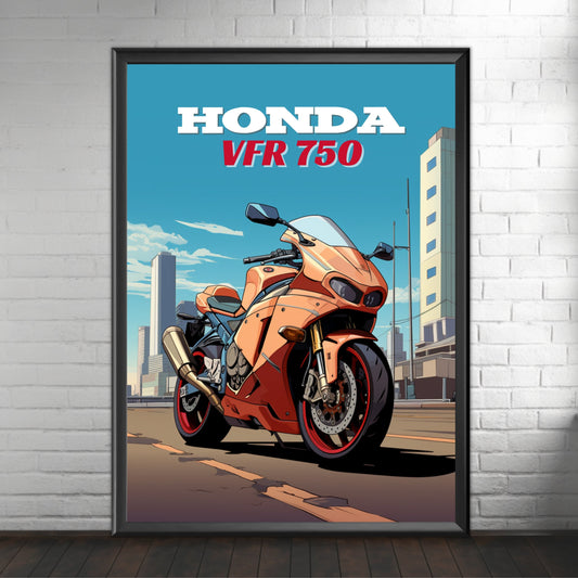 Honda VFR 750 Print, Honda VFR 750 Poster, Motorcycle Print, Motorbike Print, Bike Art, Bike Poster, Classic Bike Print, Sport Bike Print