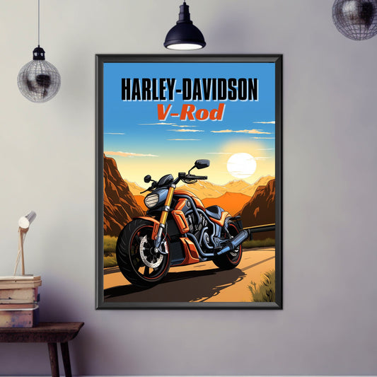 Harley-Davidson V-Rod Print, Harley-Davidson V-Rod Poster, Motorcycle Print, Motorbike Print, Bike Art, Bike Poster, Classic Bike Print