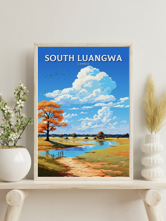 South Luangwa Travel Print | South Luangwa Illustration | Luangwa Wall Art | Africa Print | Zambia Poster | South Luangwa Poster | ID 491