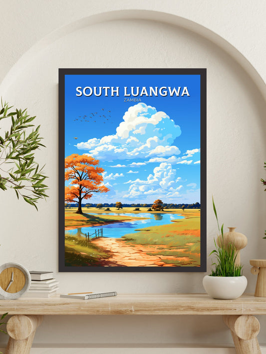South Luangwa Travel Print | South Luangwa Illustration | Luangwa Wall Art | Africa Print | Zambia Poster | South Luangwa Poster | ID 491