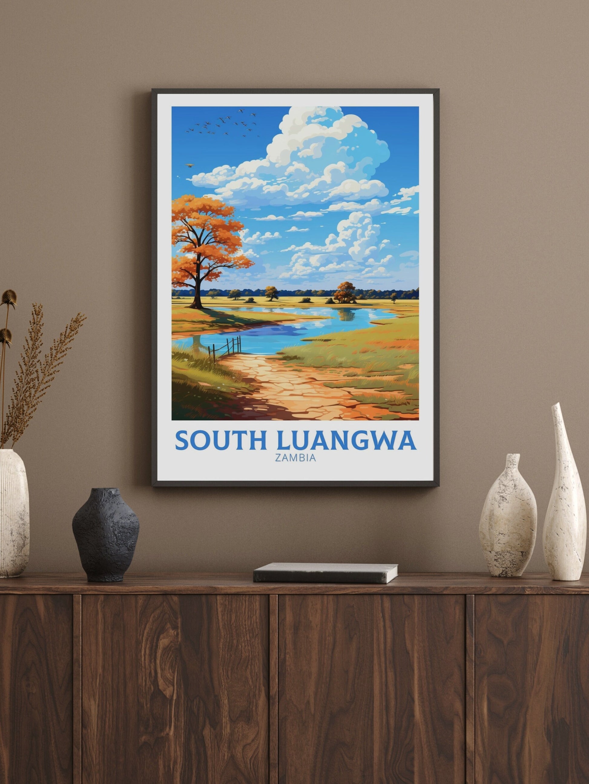 South Luangwa Poster | South Luangwa Travel Print | South Luangwa Illustration | Luangwa Wall Art | Africa Print | Zambia Poster | ID 492