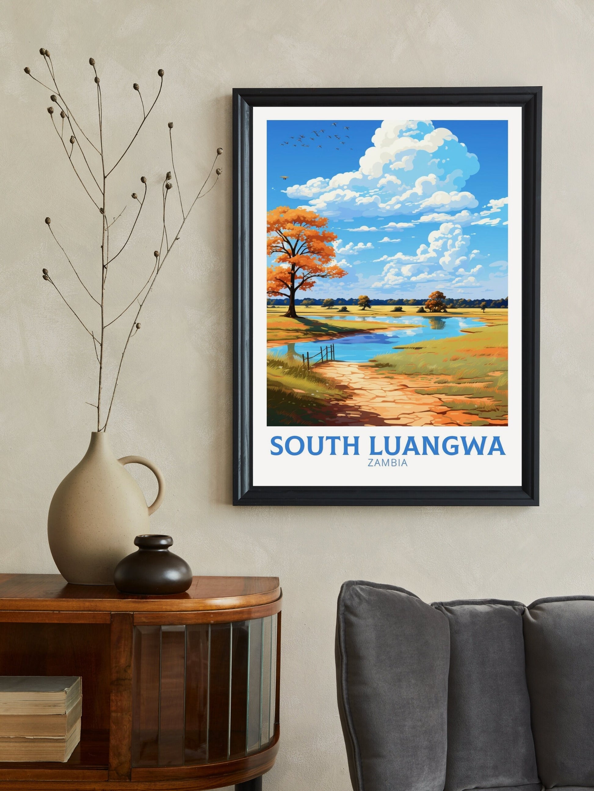 South Luangwa Poster | South Luangwa Travel Print | South Luangwa Illustration | Luangwa Wall Art | Africa Print | Zambia Poster | ID 492