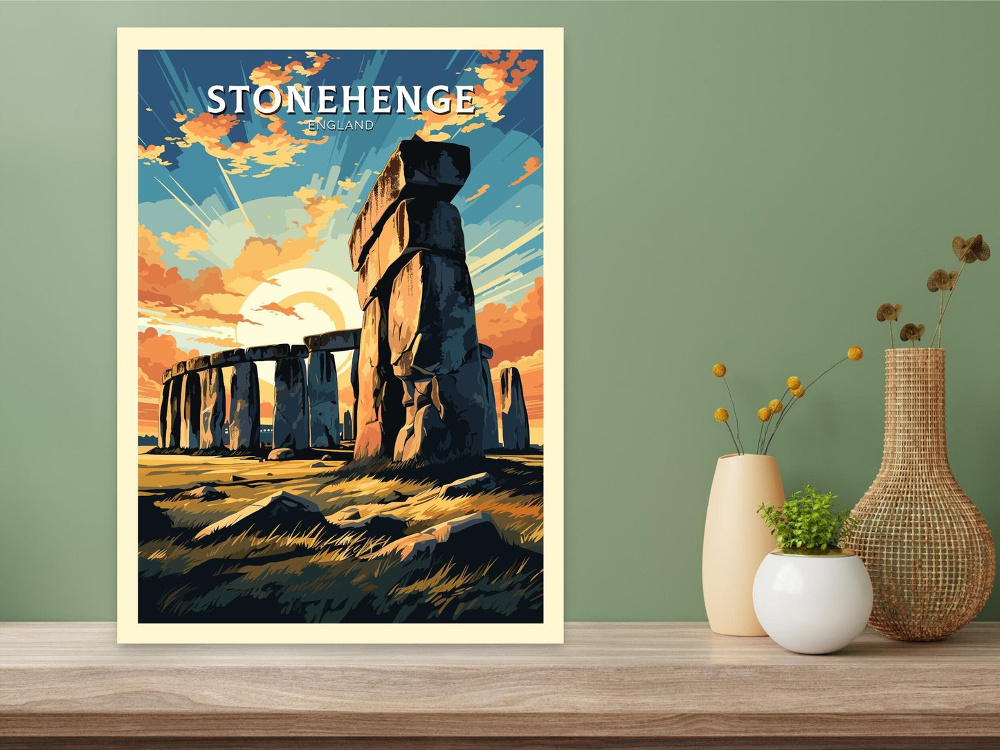 Stonehenge Travel Print | Stonehenge Illustration | Stonehenge Wall Art | Stonehenge Print | UK Home Decor | Stonehenge Poster | ID 009