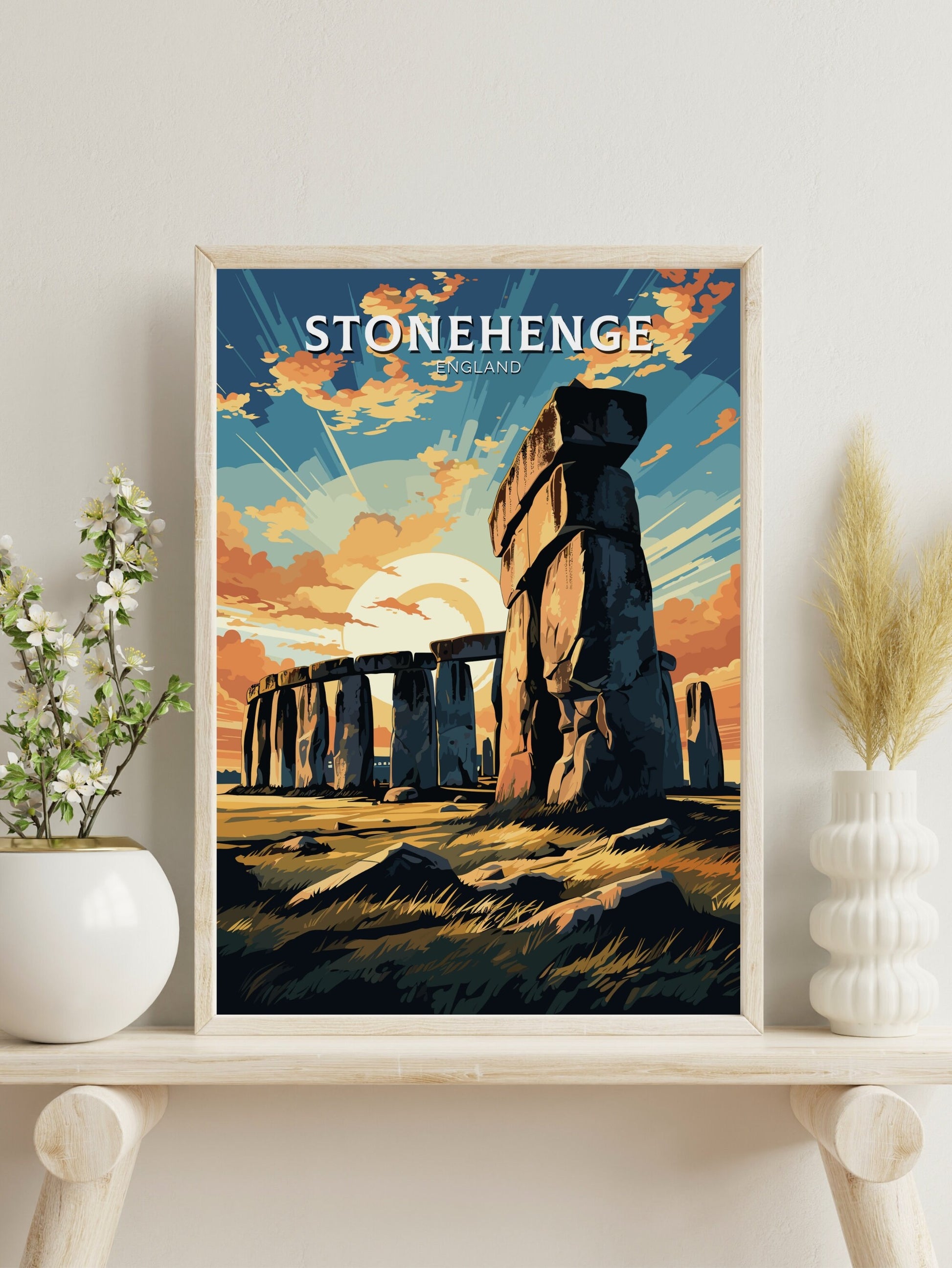 Stonehenge Travel Print | Stonehenge Illustration | Stonehenge Wall Art | Stonehenge Print | UK Home Decor | Stonehenge Poster | ID 009