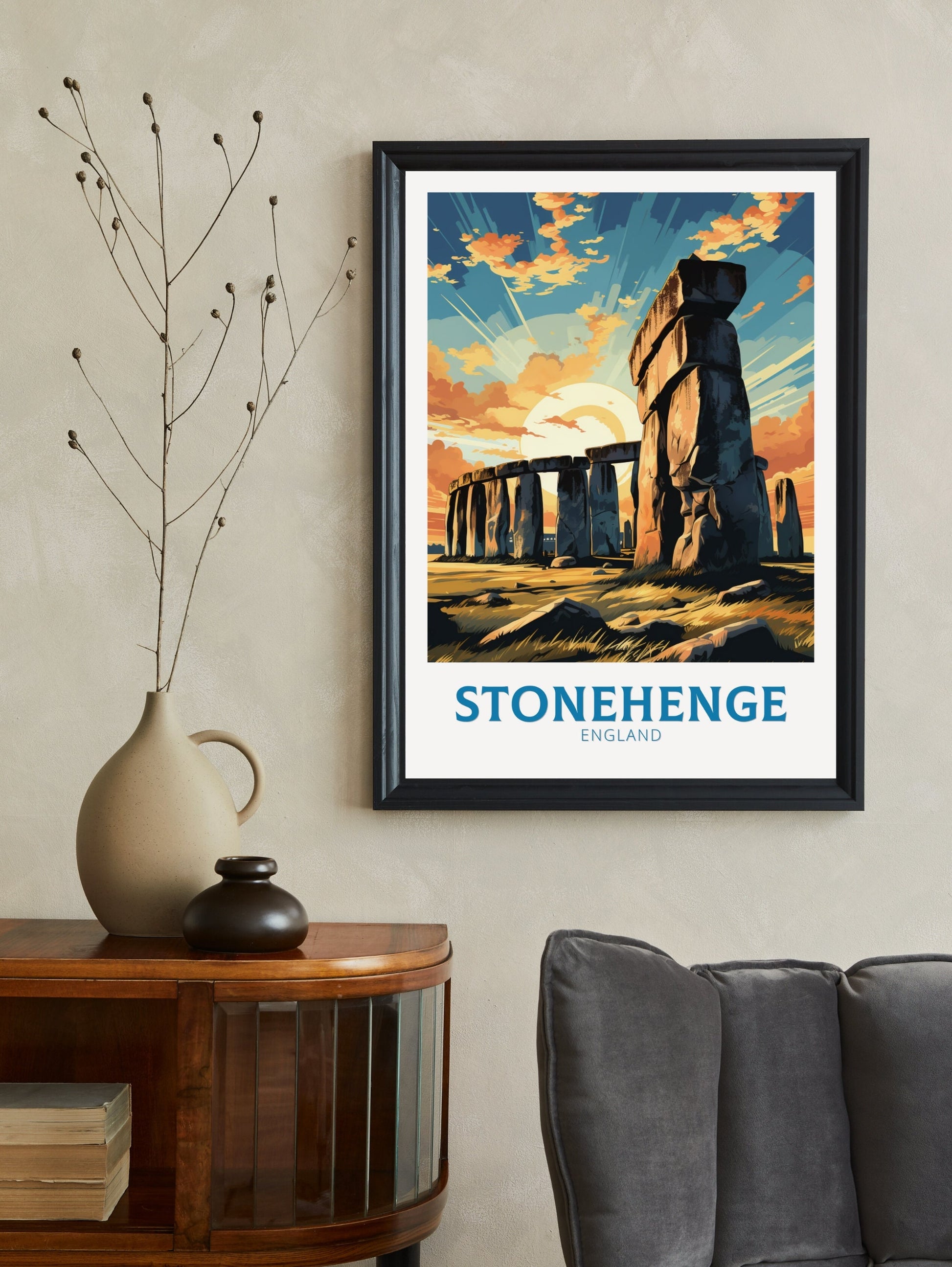 Stonehenge Travel Poster | Stonehenge Illustration | Stonehenge Wall Art | Stonehenge Poster | UK Home Décor | Stonehenge Print | ID 358