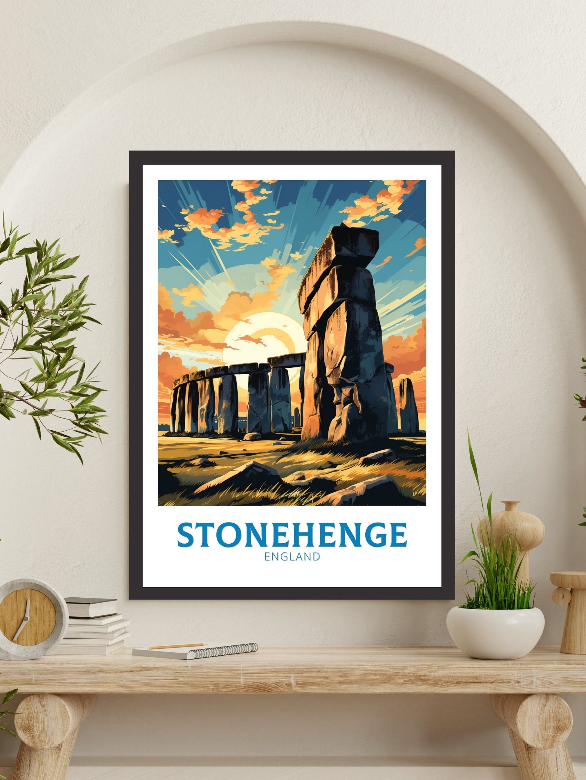 Stonehenge Travel Poster | Stonehenge Illustration | Stonehenge Wall Art | Stonehenge Poster | UK Home Décor | Stonehenge Print | ID 358