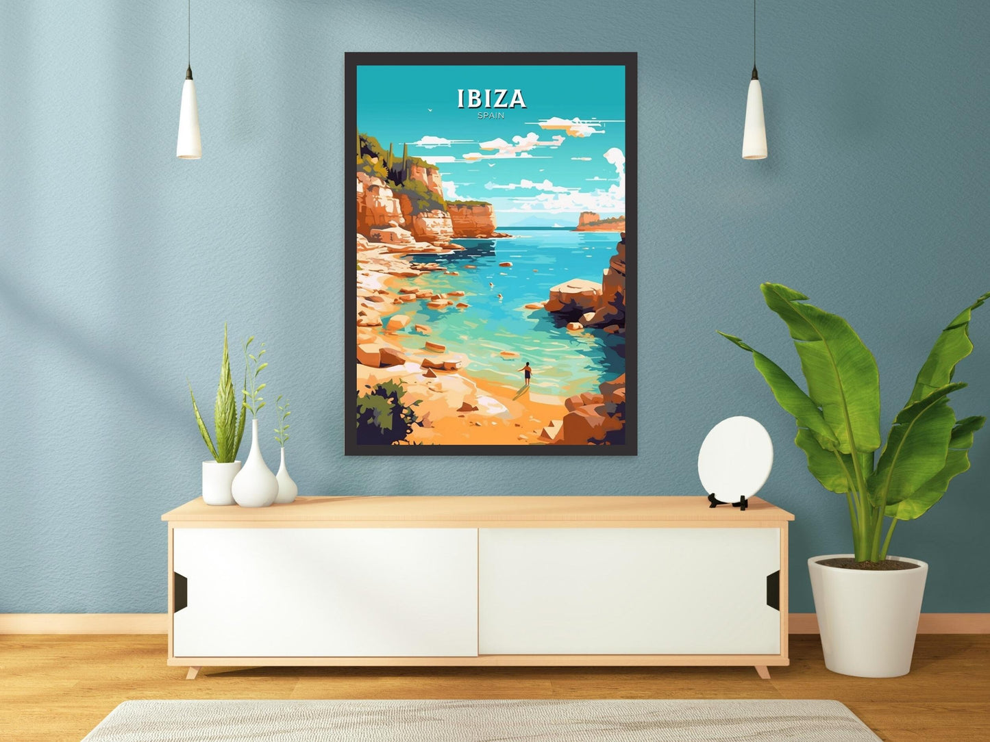 Ibiza Travel Print | Ibiza Illustration | Ibiza Wall Art | Ibiza Print | Spain Print | Spain Home Decor | Spain Poster | ID 036