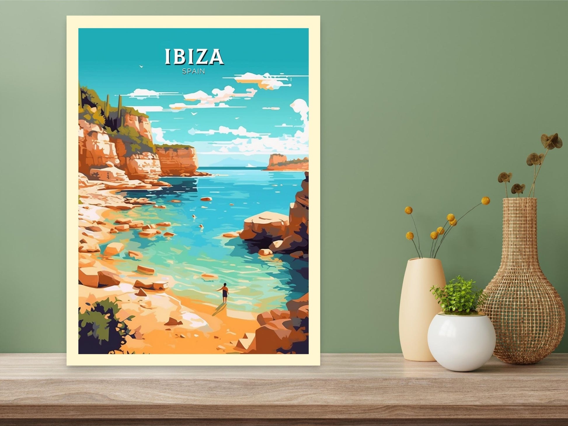 Ibiza Travel Print | Ibiza Illustration | Ibiza Wall Art | Ibiza Print | Spain Print | Spain Home Decor | Spain Poster | ID 036