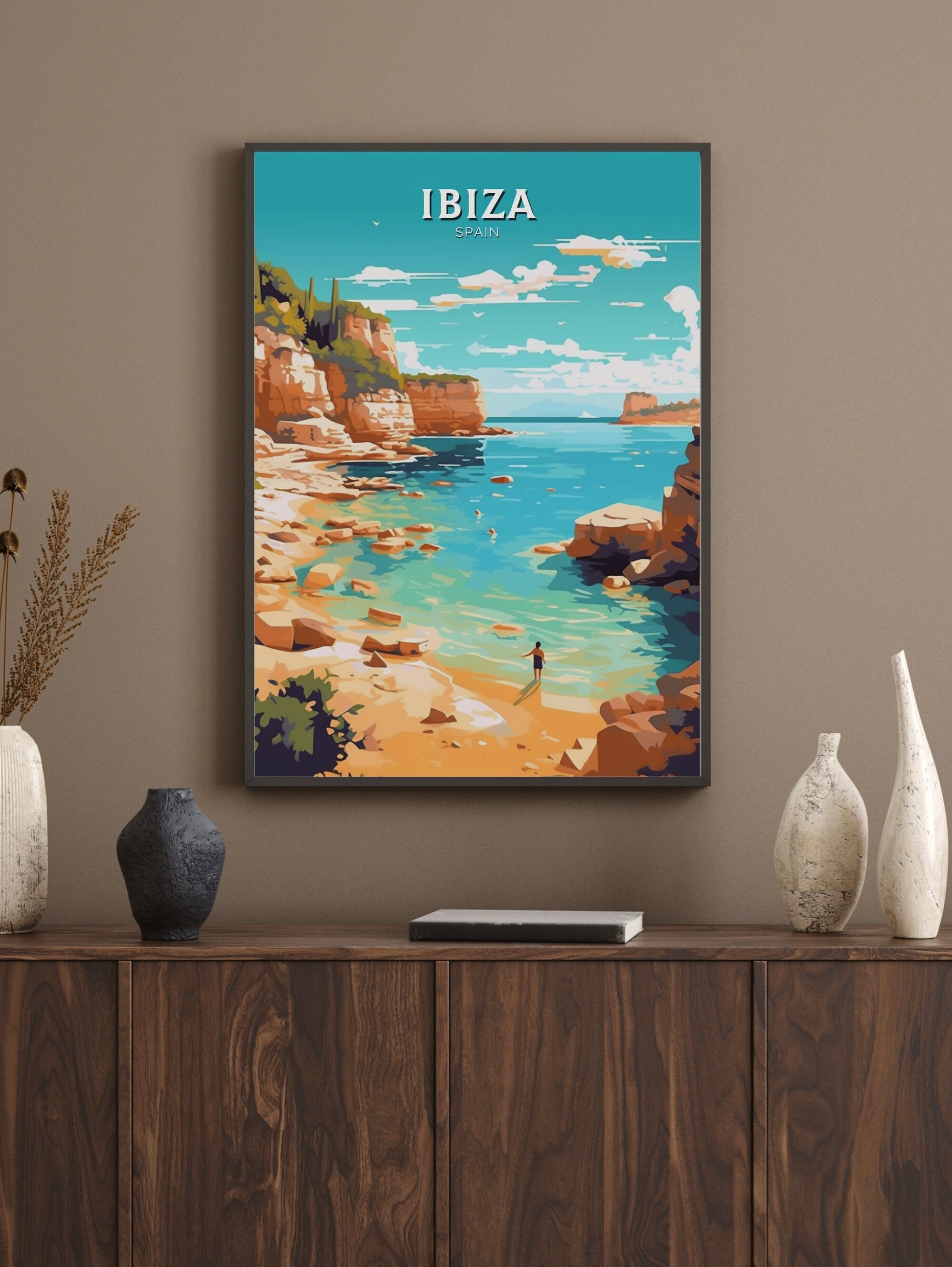 Ibiza Travel Print | Ibiza Illustration | Ibiza Wall Art | Ibiza Print | Spain Print | Spain Home Decor | Spain Poster | ID 036