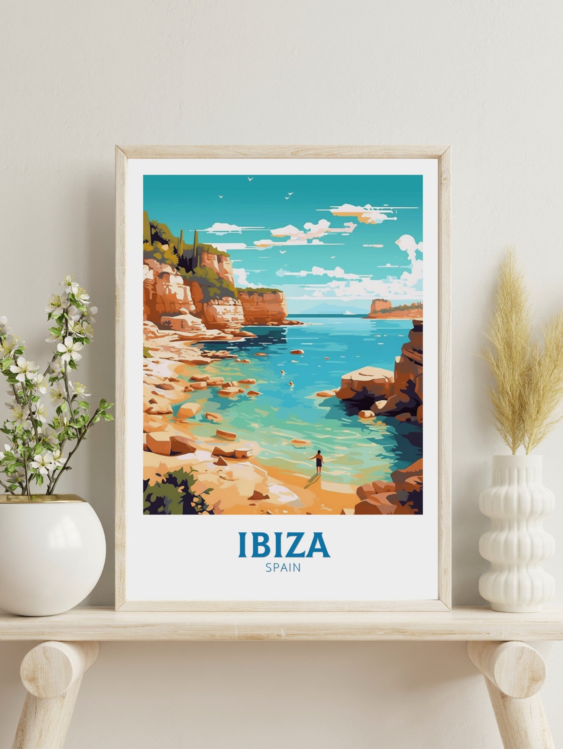 Ibiza Travel Poster | Ibiza Illustration | Ibiza Wall Art | Ibiza Poster | Spain Poster | Spain Home Décor | Spain Print | ID 190