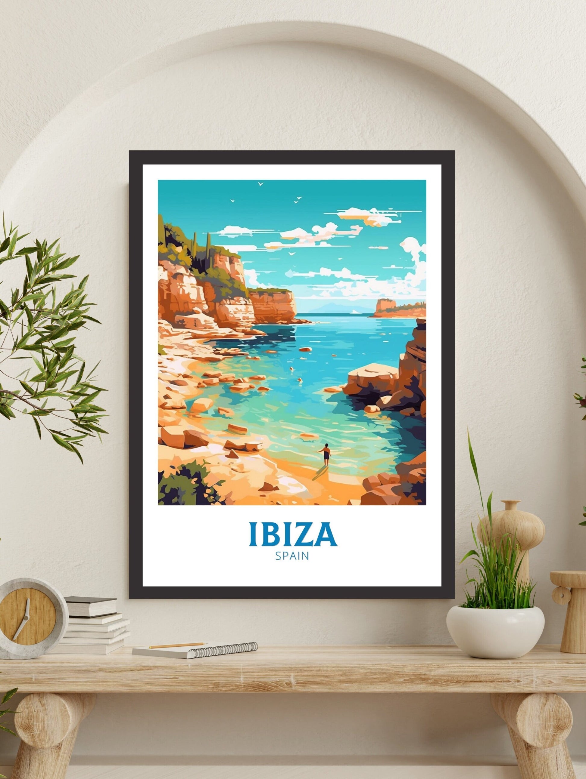 Ibiza Travel Poster | Ibiza Illustration | Ibiza Wall Art | Ibiza Poster | Spain Poster | Spain Home Décor | Spain Print | ID 190