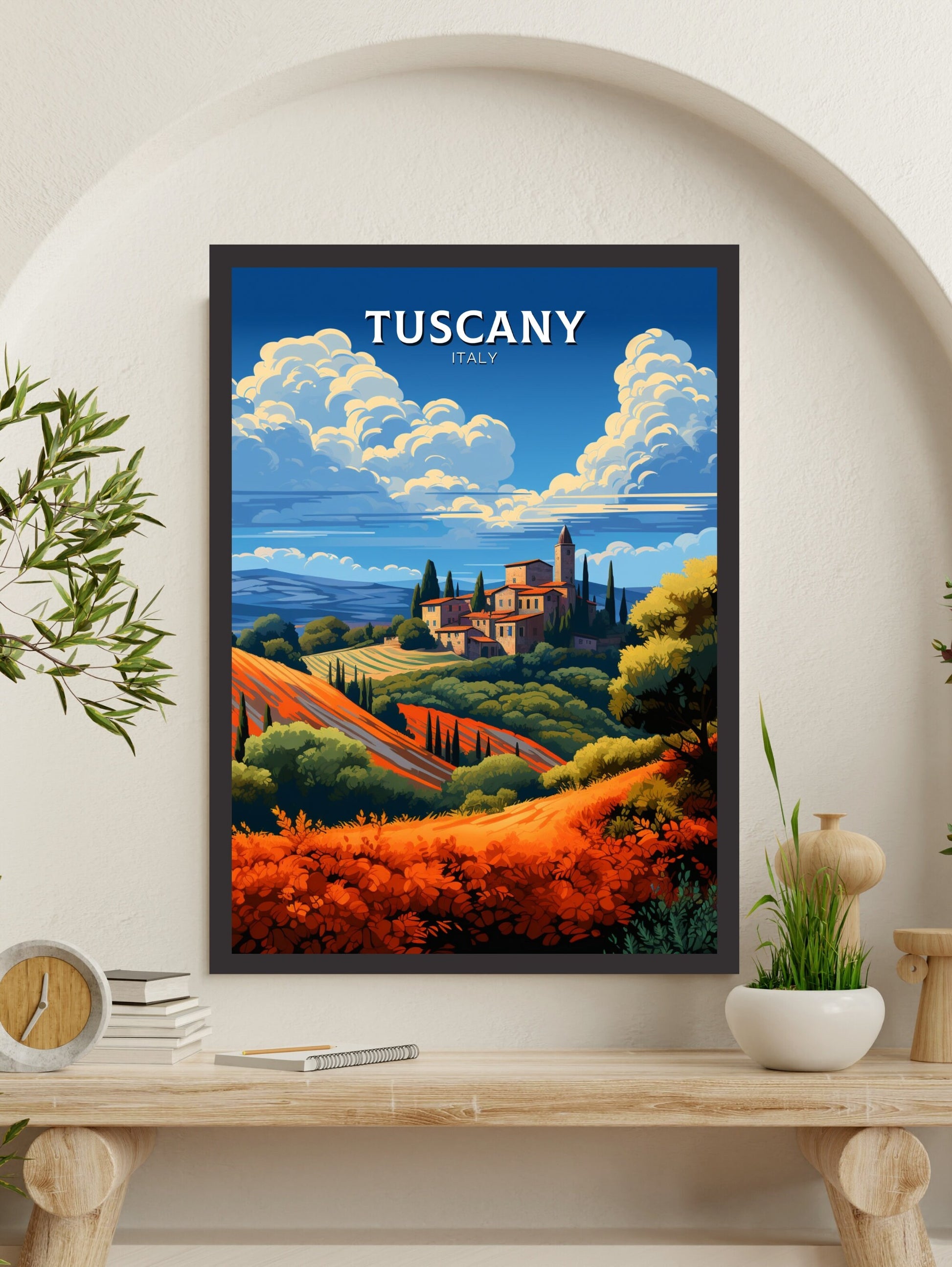 Tuscany Travel Print | Tuscany Illustration | Tuscany Travel Poster | Tuscany Print | Tuscany Wall Art | Italy Poster | Italy Décor | ID 495