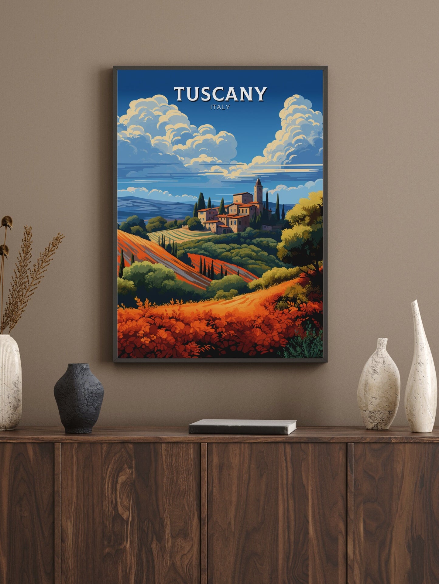 Tuscany Travel Print | Tuscany Illustration | Tuscany Travel Poster | Tuscany Print | Tuscany Wall Art | Italy Poster | Italy Décor | ID 495