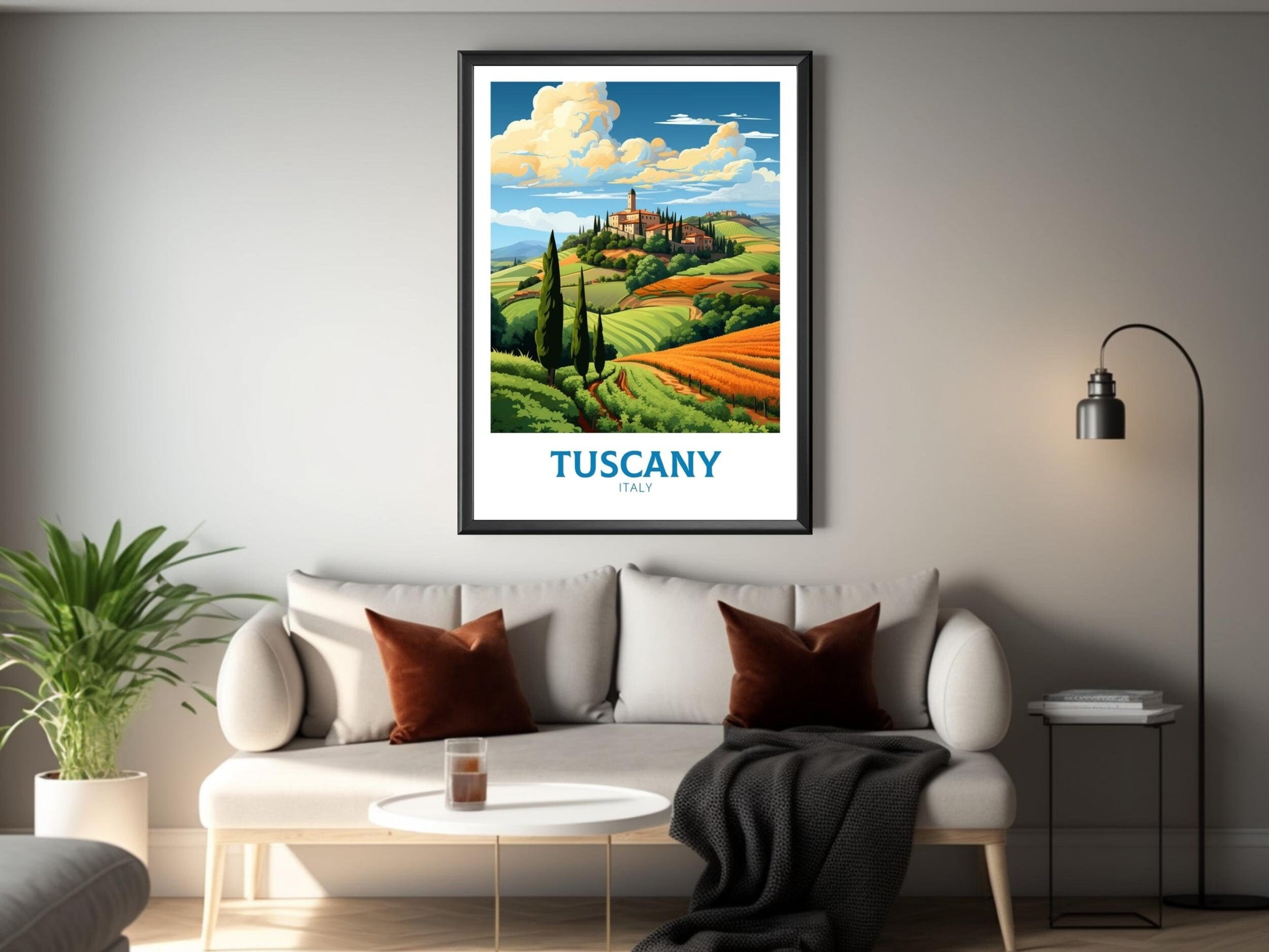 Tuscany Print | Tuscany Poster | Tuscany Travel Illustration | Vineyards Print | Tuscany Wall Art | Italy Poster | Italy Décor | ID 498