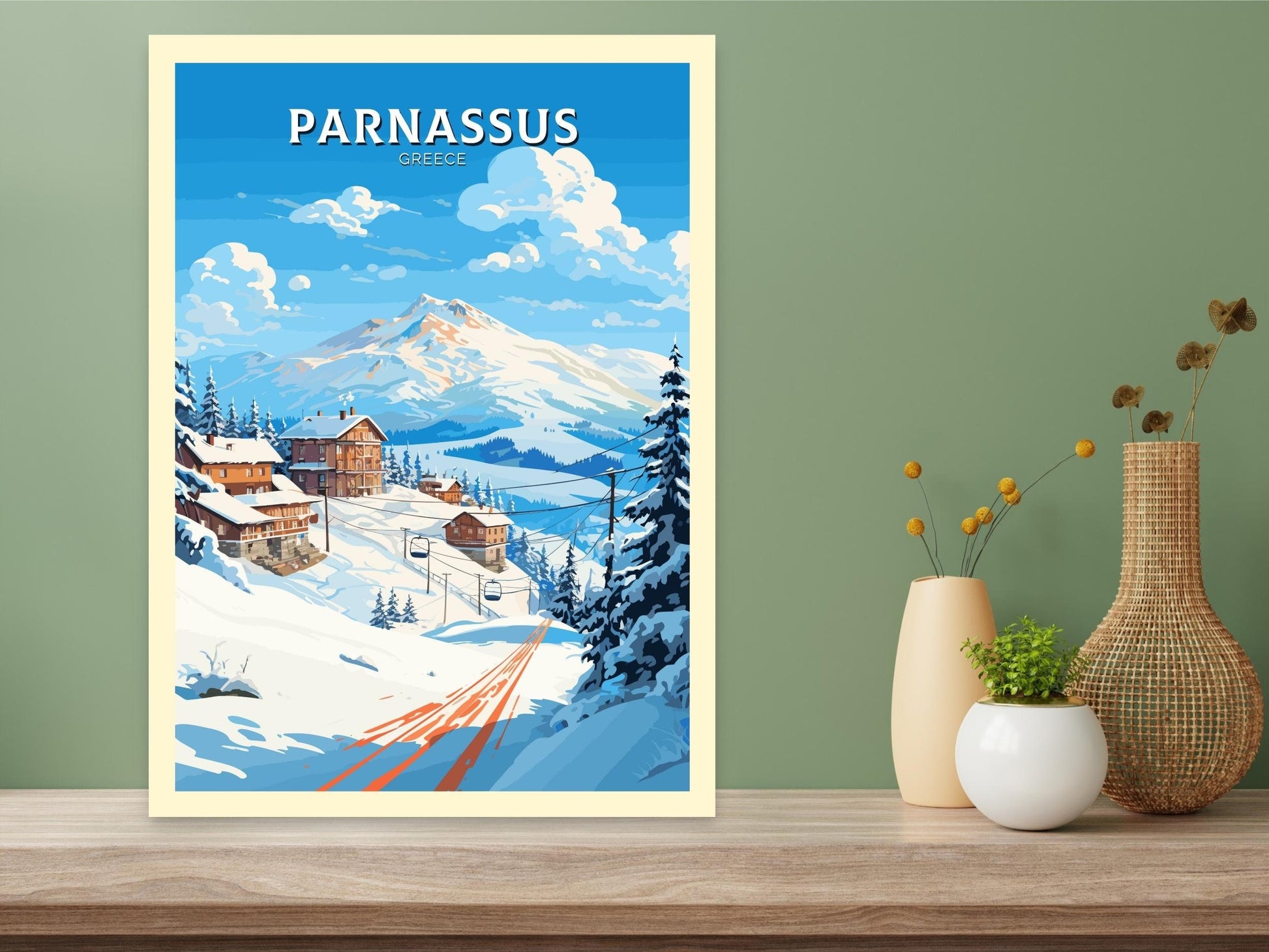 Parnassus Poster | Parnassus Travel Print | Parnassus Illustration | Greece Poster | Parnassus Print | Greece Décor | Travel Poster | ID 499