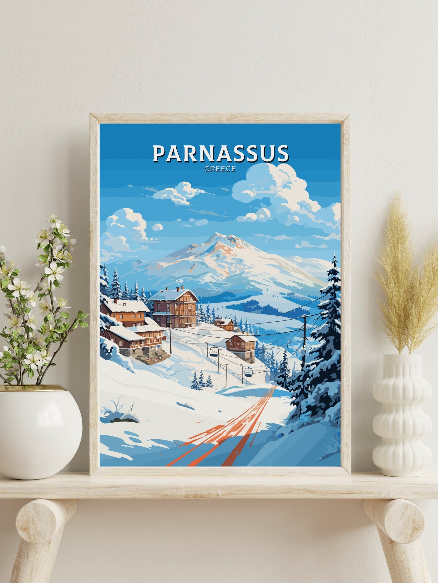 Parnassus Poster | Parnassus Travel Print | Parnassus Illustration | Greece Poster | Parnassus Print | Greece Décor | Travel Poster | ID 499