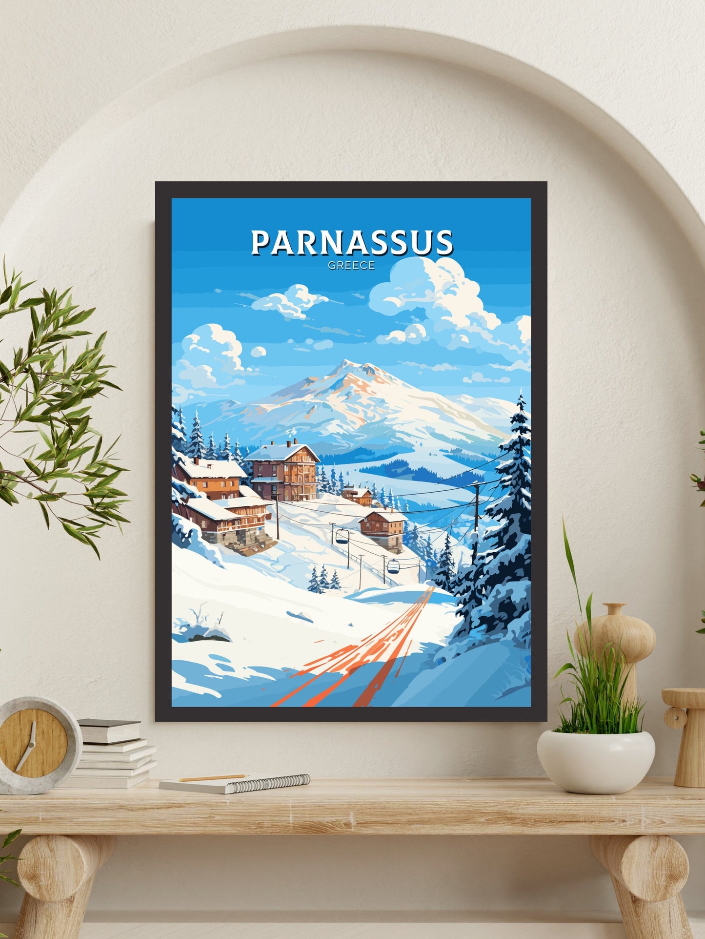 Parnassus Poster | Parnassus Travel Print | Parnassus Illustration | Greece Poster | Parnassus Print | Greece Décor | Travel Poster | ID 499