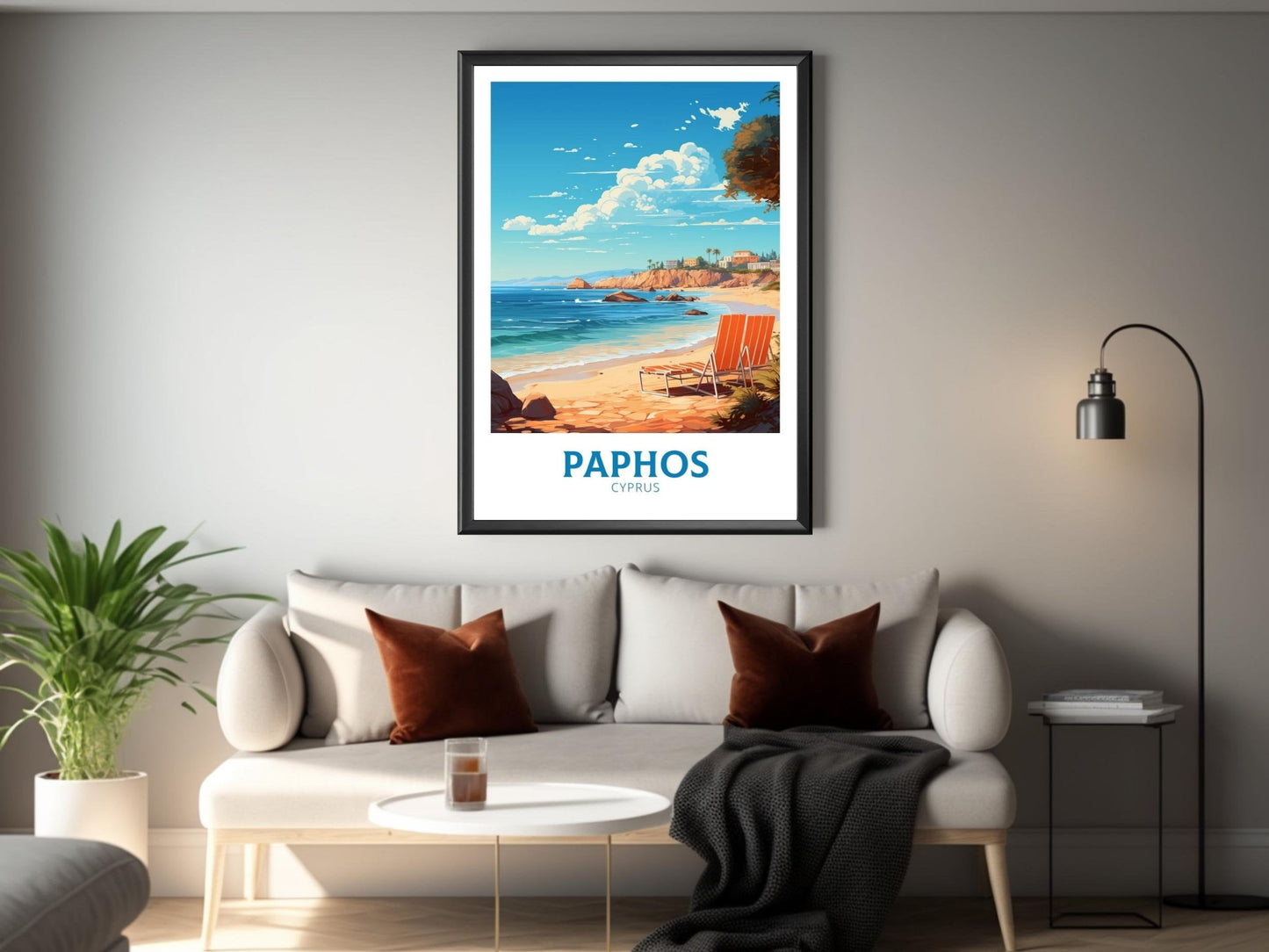 Paphos Travel Print | Paphos Poster| Paphos Wall Art | Paphos travel Poster | Cyprus Illustration | Paphos Cyprus Home Decor | ID 503