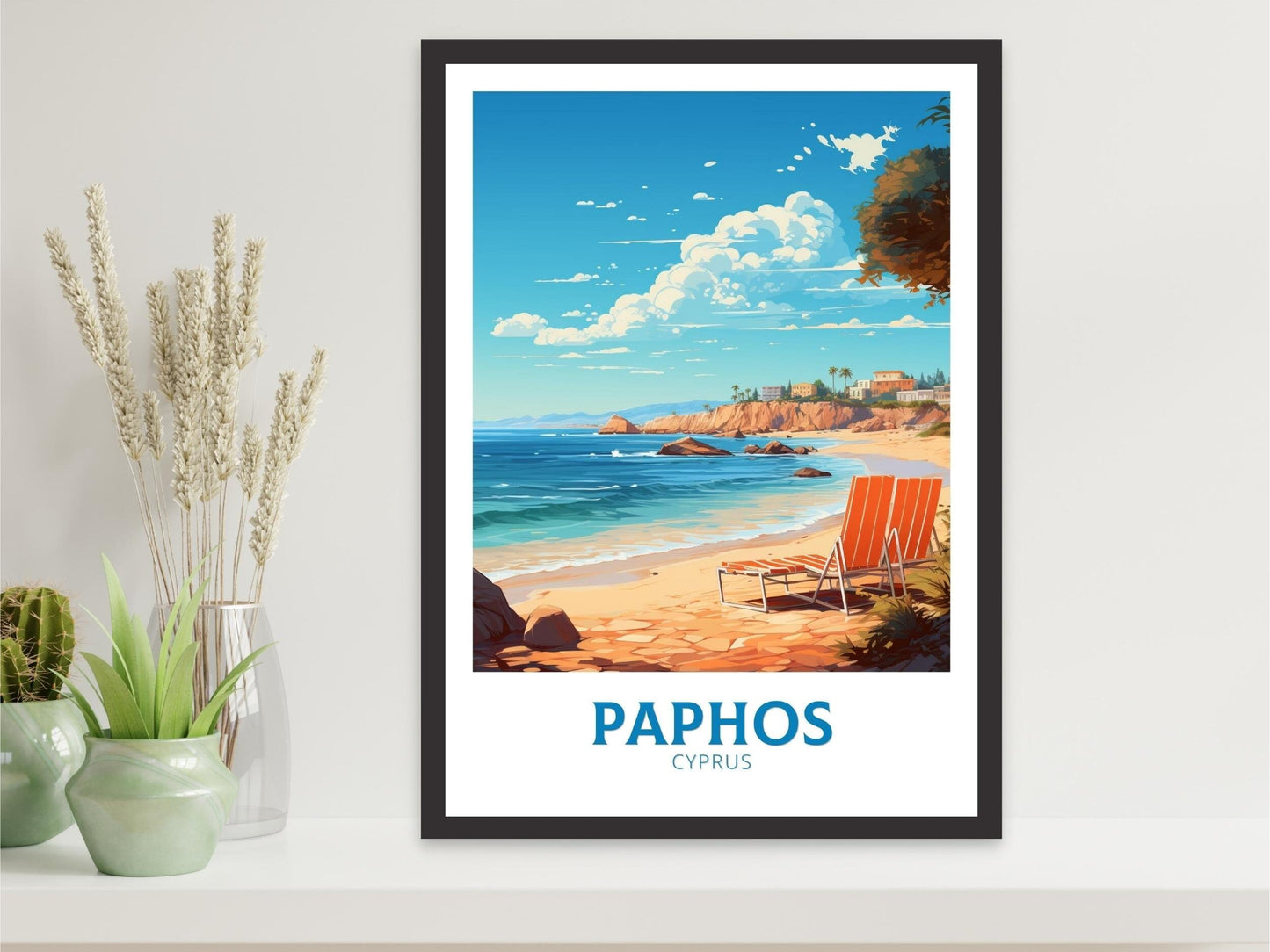 Paphos Travel Print | Paphos Poster| Paphos Wall Art | Paphos travel Poster | Cyprus Illustration | Paphos Cyprus Home Decor | ID 503