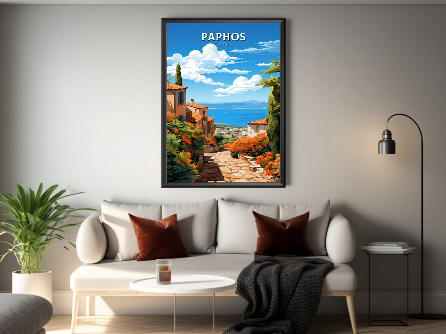 Paphos Travel Poster | Paphos Print | Paphos Wall Art | Paphos travel Print | Cyprus Illustration | Paphos Cyprus Home Decor | ID 505