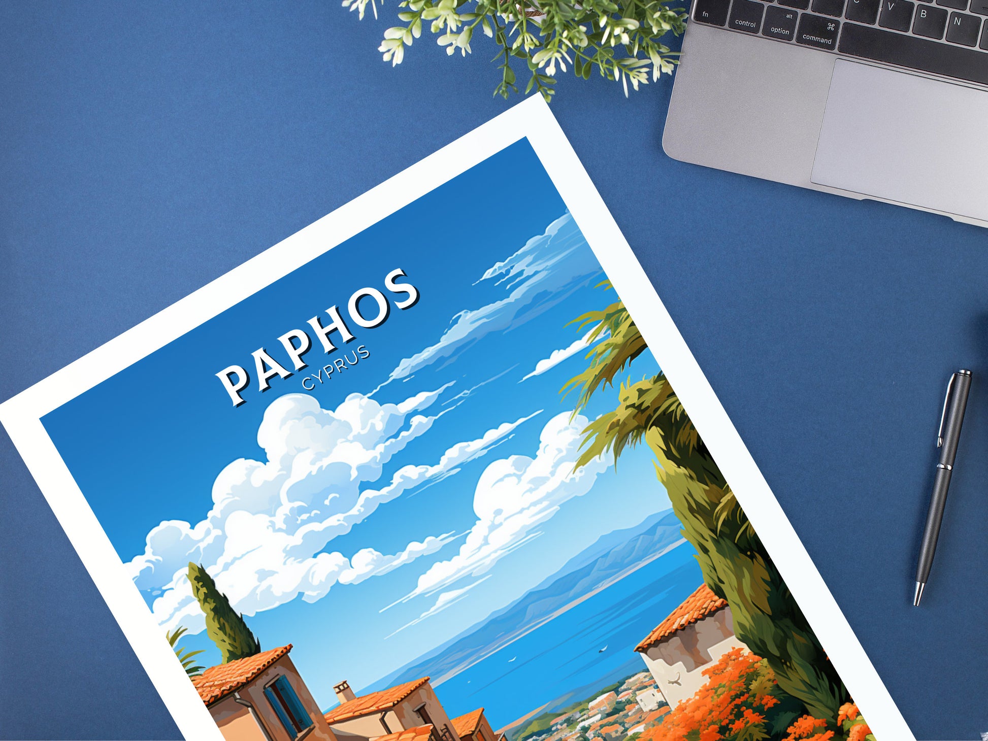 Paphos Travel Poster | Paphos Print | Paphos Wall Art | Paphos travel Print | Cyprus Illustration | Paphos Cyprus Home Decor | ID 505