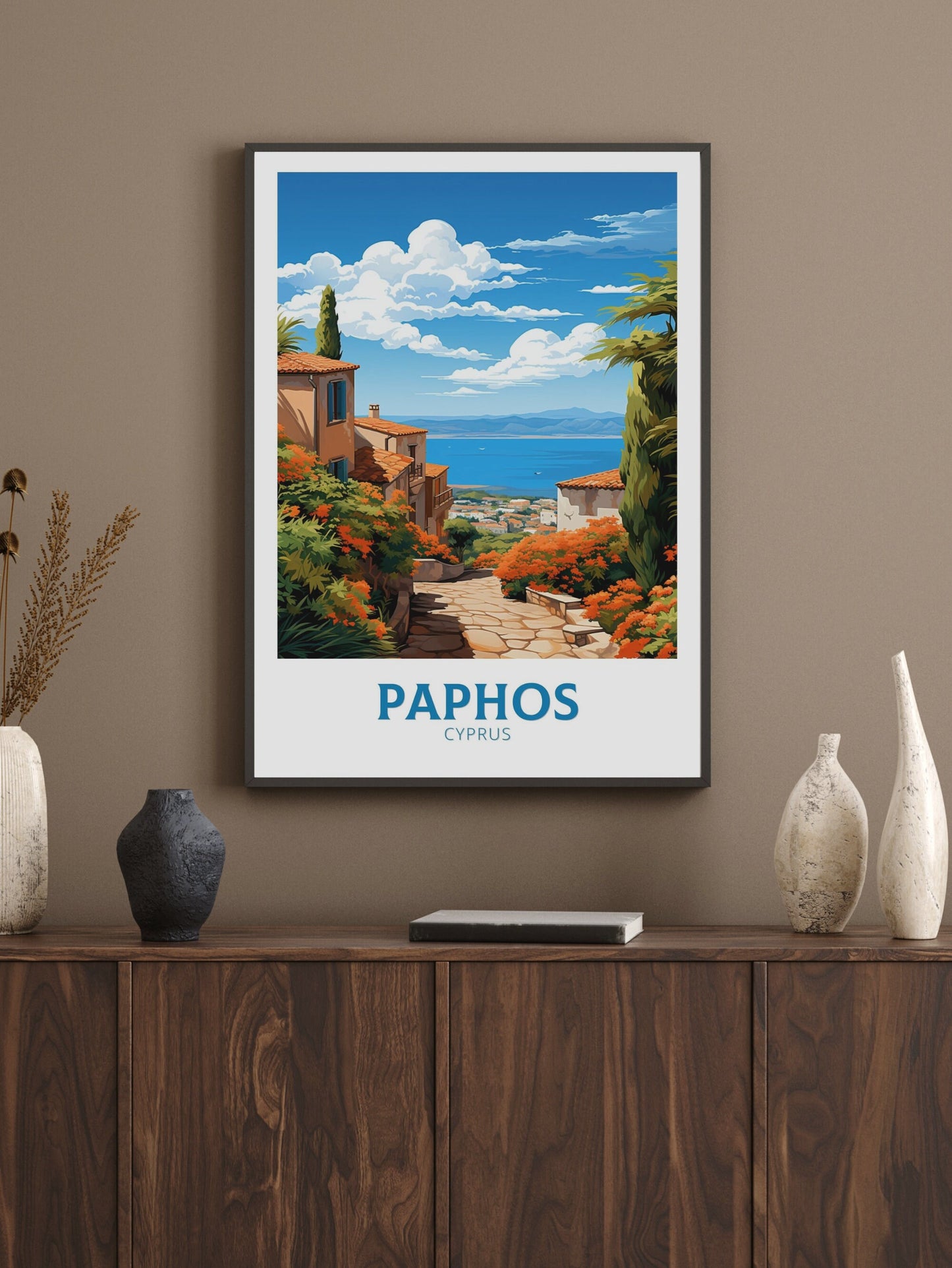 Paphos Travel Print | Paphos Poster| Paphos Wall Art | Paphos travel Poster | Cyprus Illustration | Paphos Cyprus Home Decor | ID 506