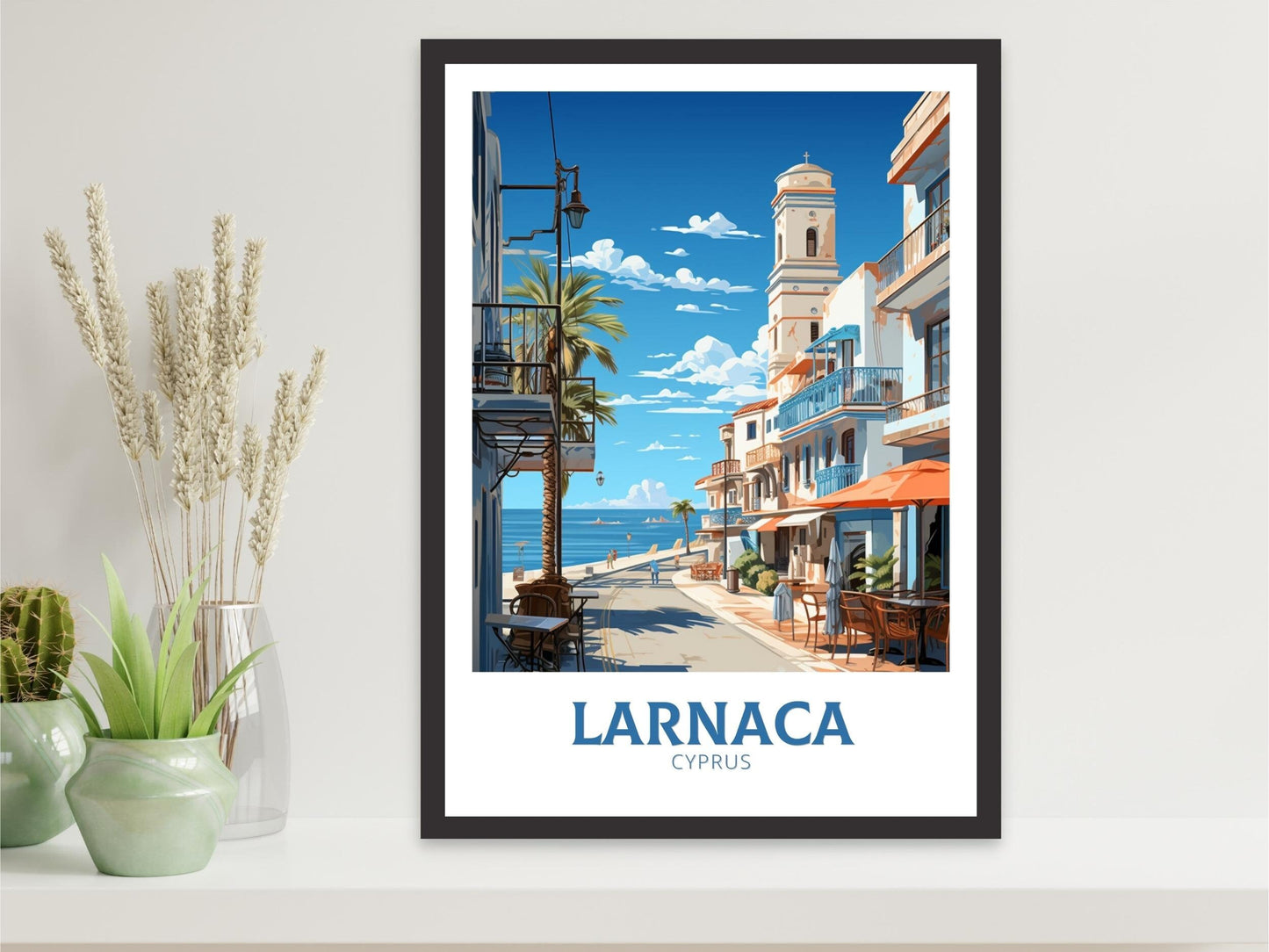 Larnaca Travel Print | Larnaca Poster | Larnaca Wall Art | Larnaca travel Poster | Cyprus Illustration | Larnaka Cyprus Home Decor | ID 507