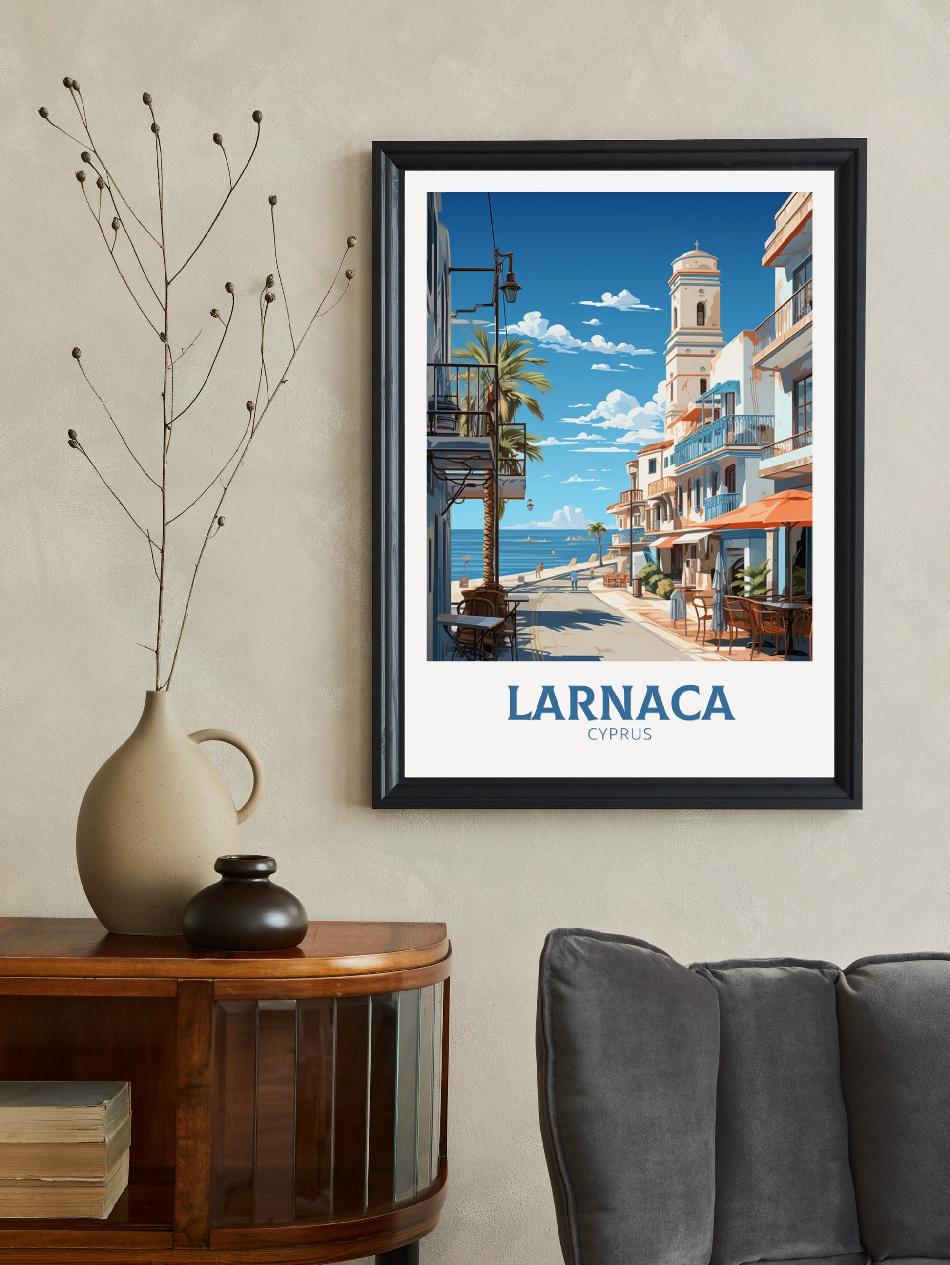 Larnaca Travel Print | Larnaca Poster | Larnaca Wall Art | Larnaca travel Poster | Cyprus Illustration | Larnaka Cyprus Home Decor | ID 507