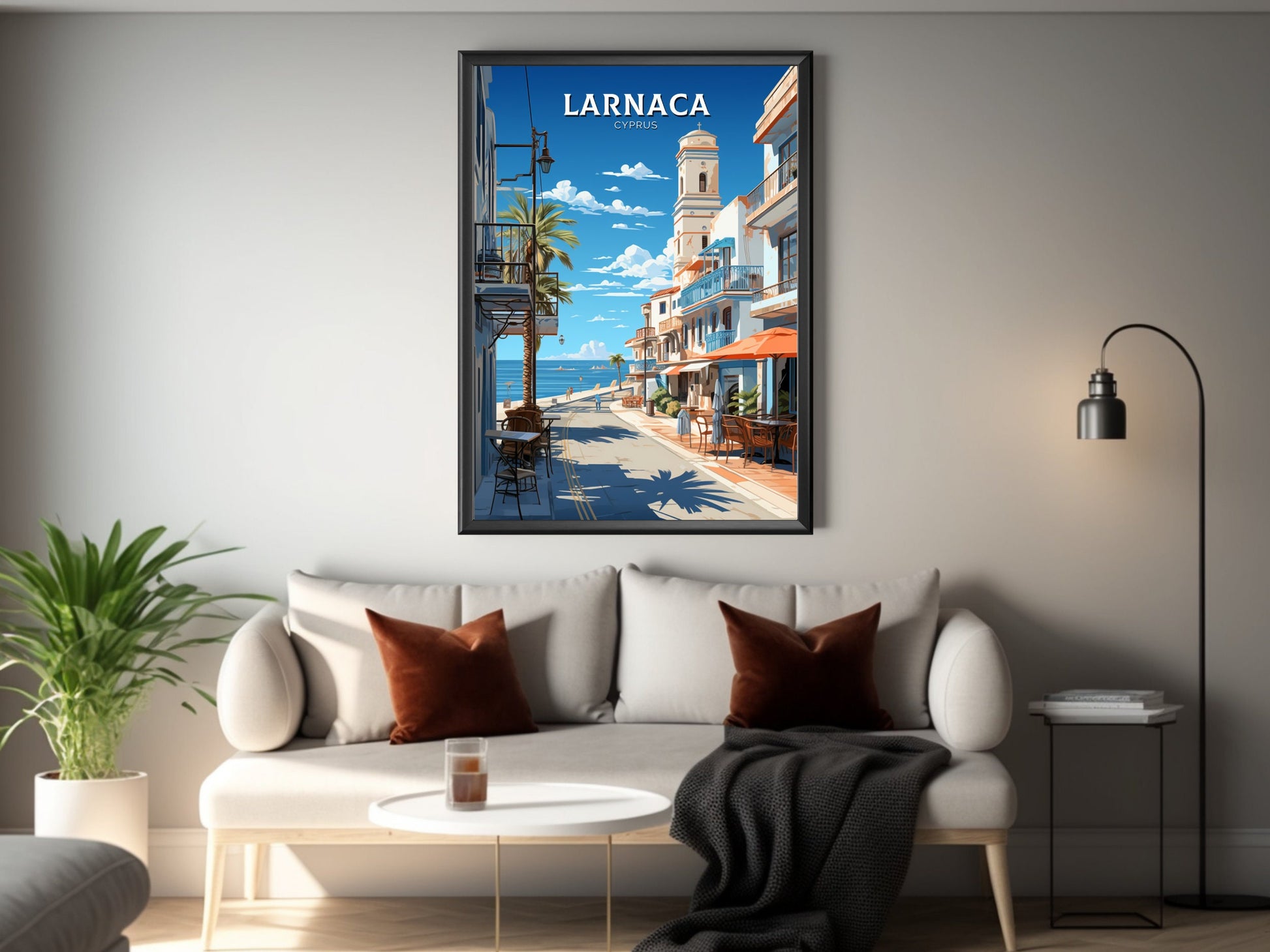 Larnaca Travel Poster | Larnaca Print | Larnaca Wall Art | Larnaca travel Print | Cyprus Illustration | Larnaka Cyprus Home Decor | ID 508