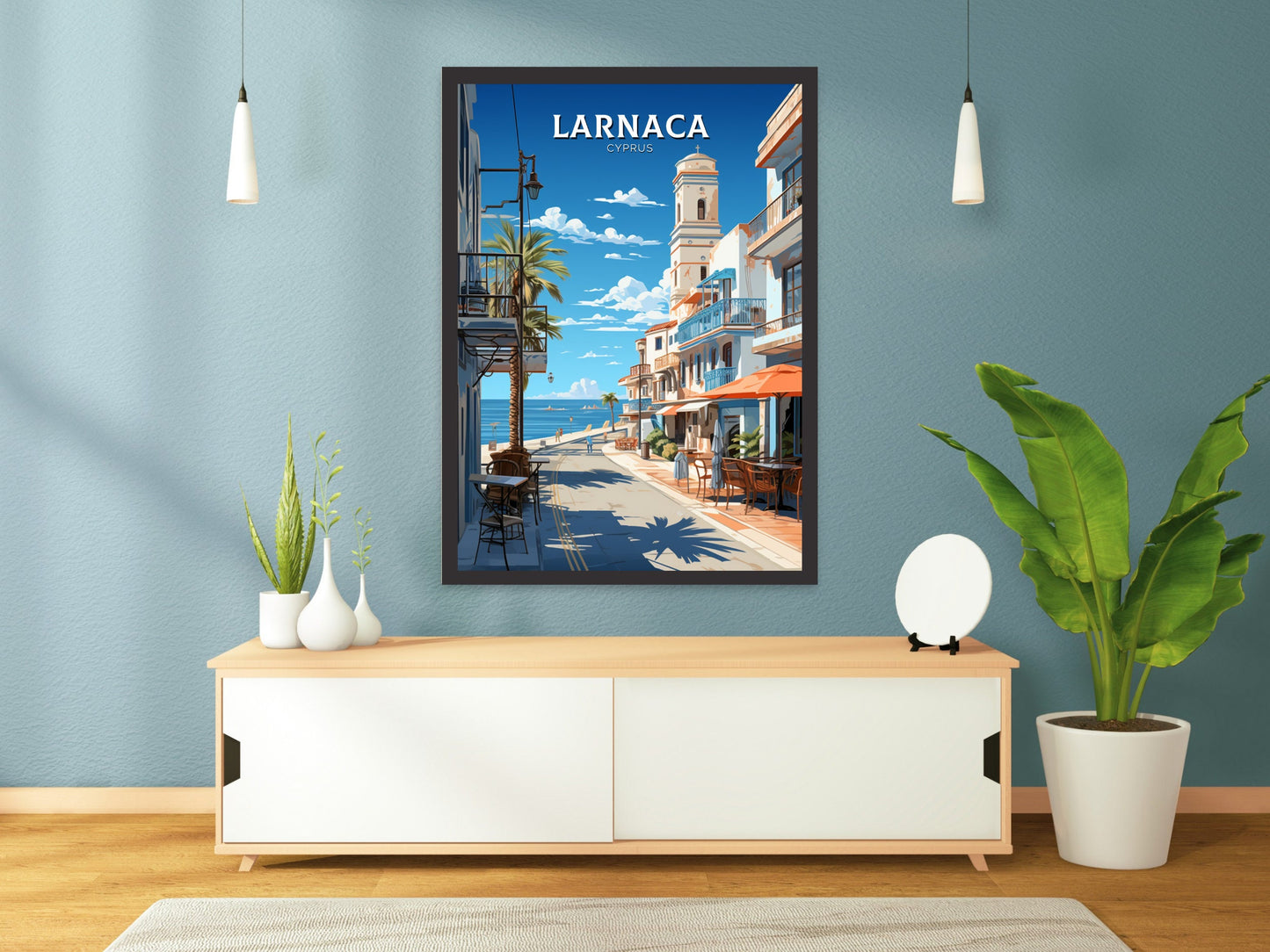 Larnaca Travel Poster | Larnaca Print | Larnaca Wall Art | Larnaca travel Print | Cyprus Illustration | Larnaka Cyprus Home Decor | ID 508