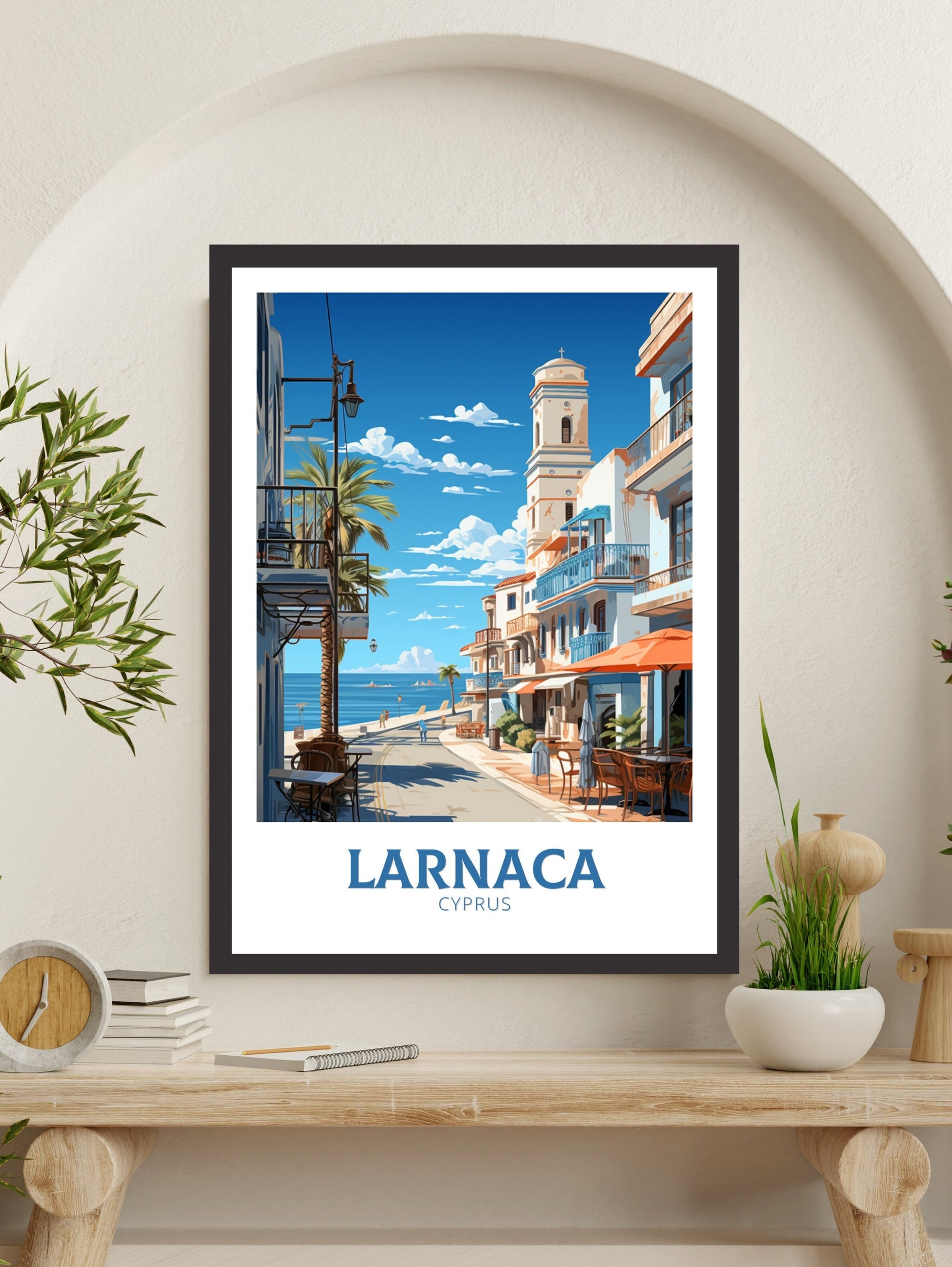 Larnaca Travel Print | Larnaca Poster | Larnaca Wall Art | Larnaca travel Poster | Cyprus Illustration | Larnaka Cyprus Home Decor | ID 507