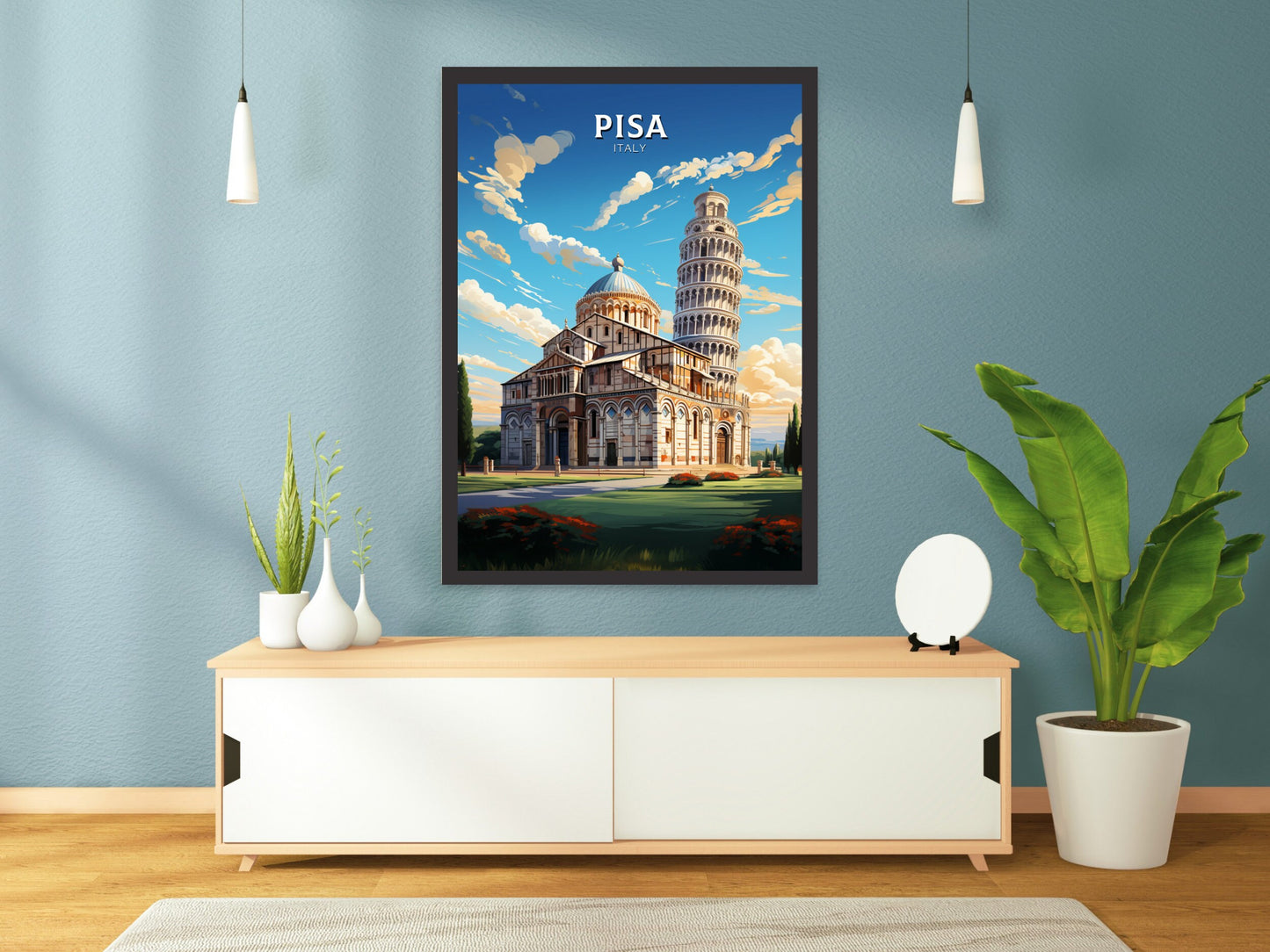 Pisa Poster | Pisa Tower Print | Leaning Tower of Pisa | Pisa Illustration | Pisa Italy | Tower Poster | Pisa Wall Art | Home Décor | ID 511