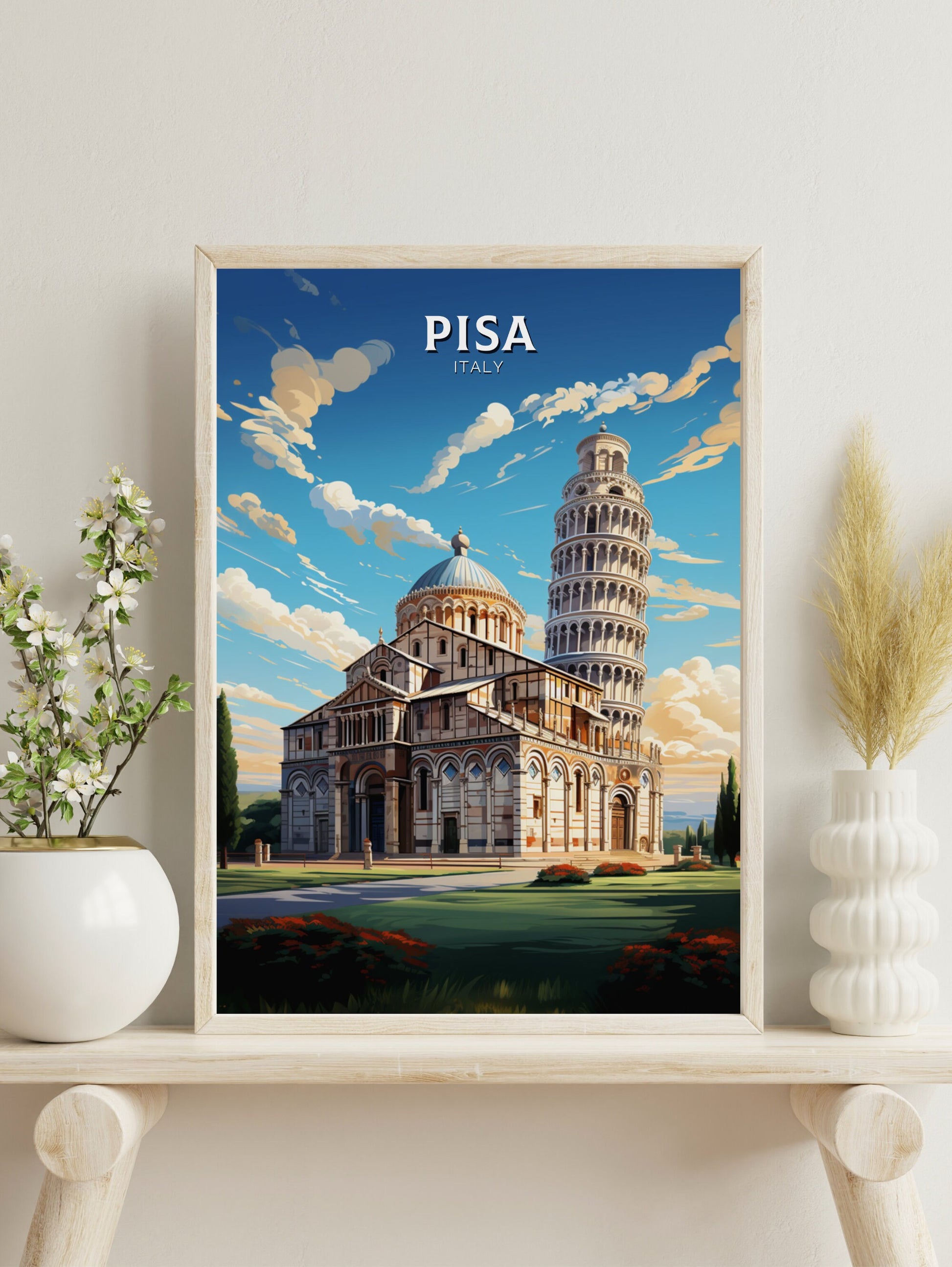 Pisa Poster | Pisa Tower Print | Leaning Tower of Pisa | Pisa Illustration | Pisa Italy | Tower Poster | Pisa Wall Art | Home Décor | ID 511