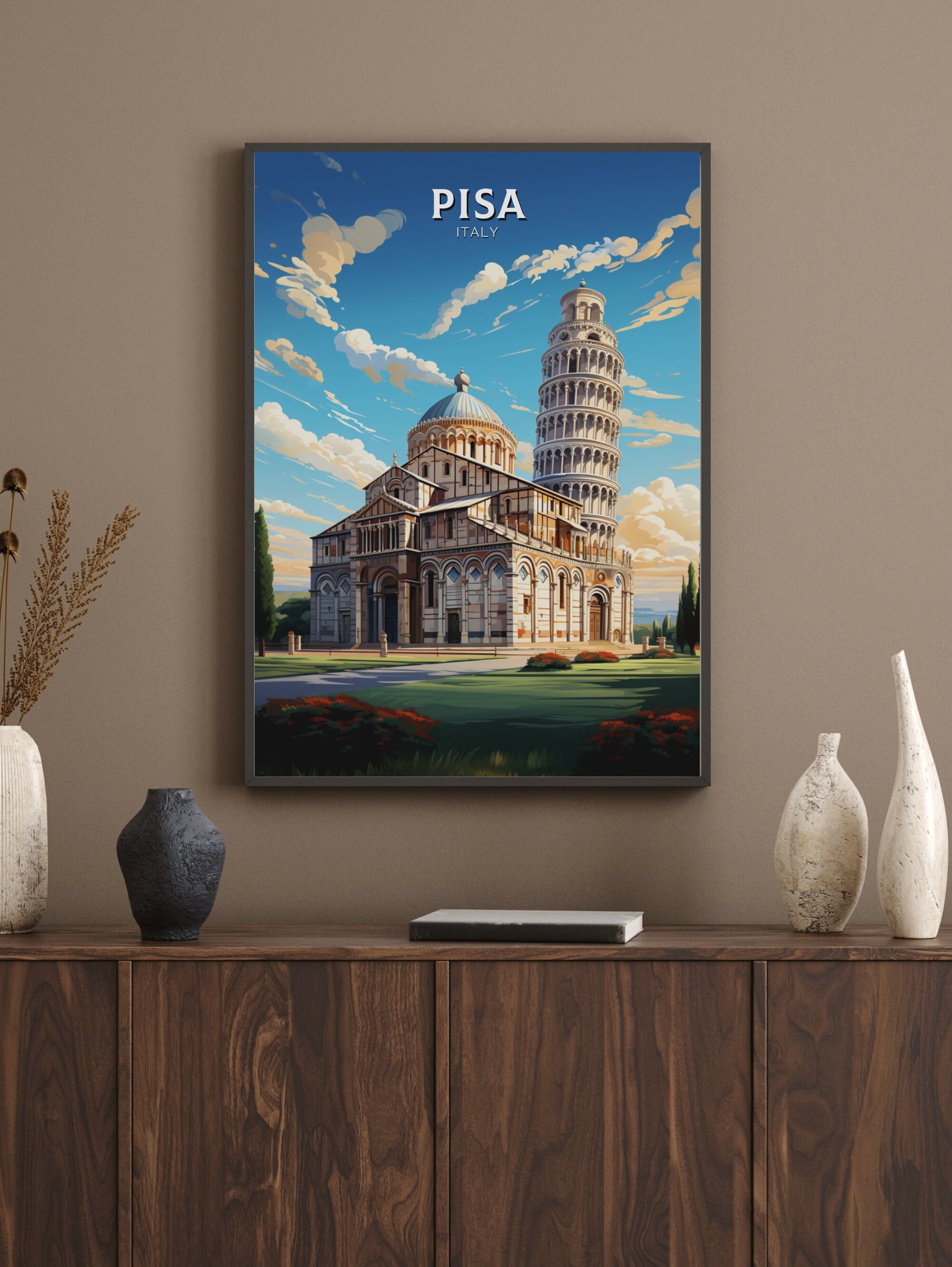 Pisa Poster | Pisa Tower Print | Leaning Tower of Pisa | Pisa Illustration | Pisa Italy | Tower Poster | Pisa Wall Art | Home Décor | ID 511